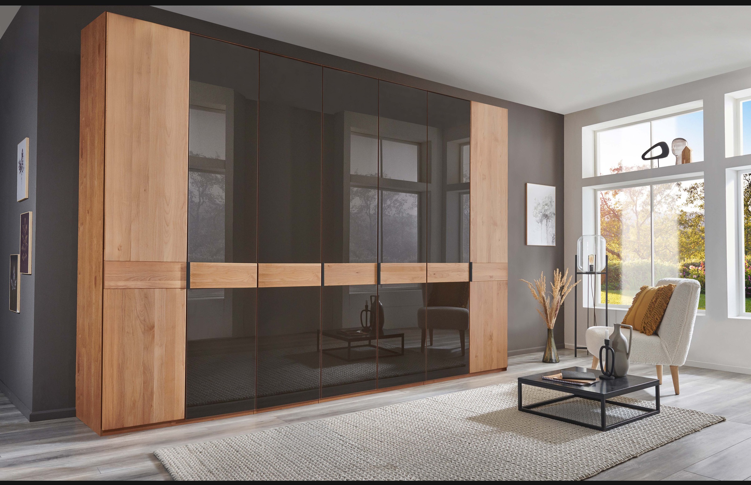 WIEMANN Kleiderschrank "Cardiff, Massivholztüren in Kombination mit Glas- o günstig online kaufen