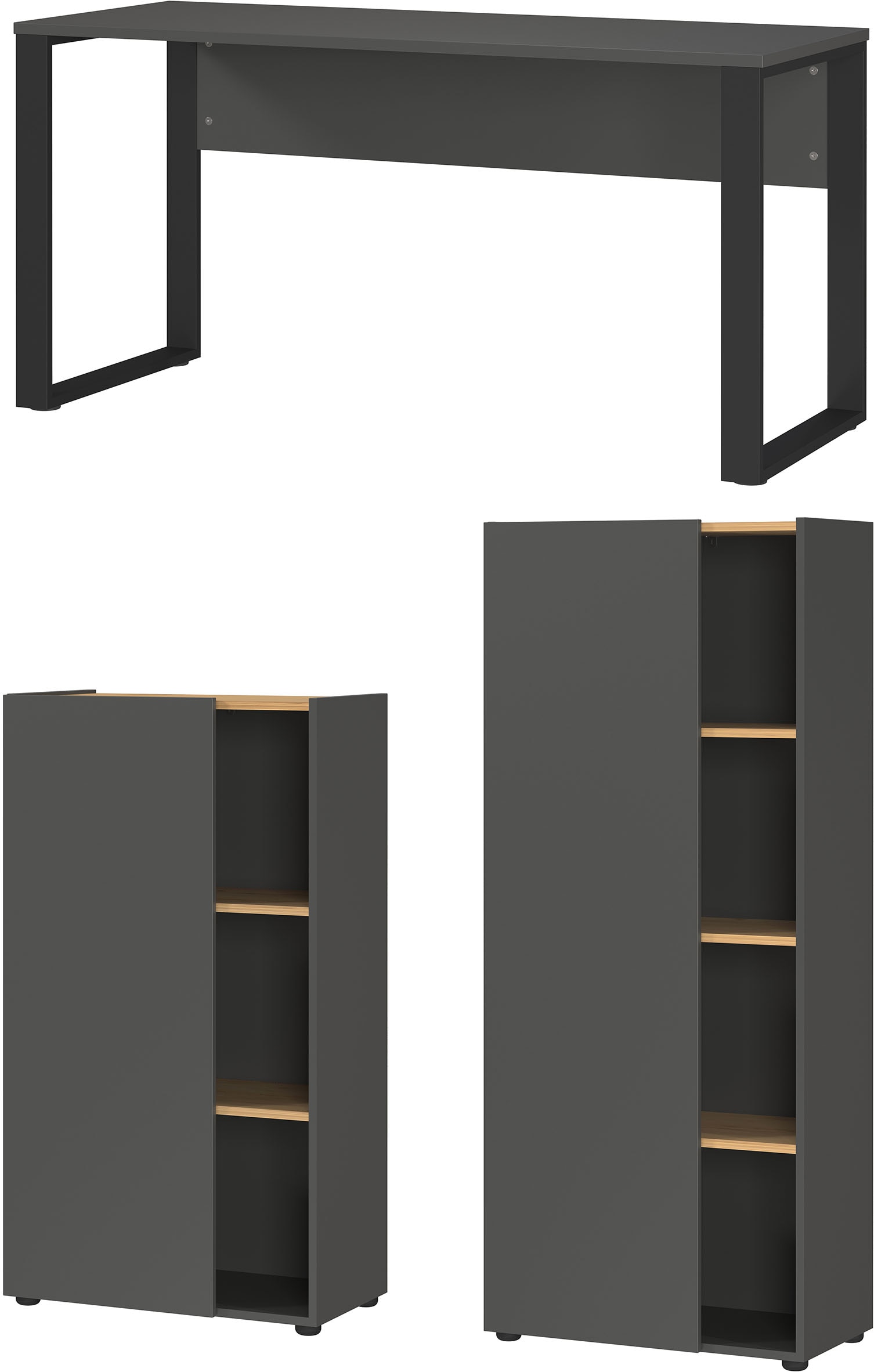 GERMANIA Büromöbel-Set »Adrano« 3 Stk. tlg. Tür schließt nur 2/3 des Schranks Graphit/Schwarz