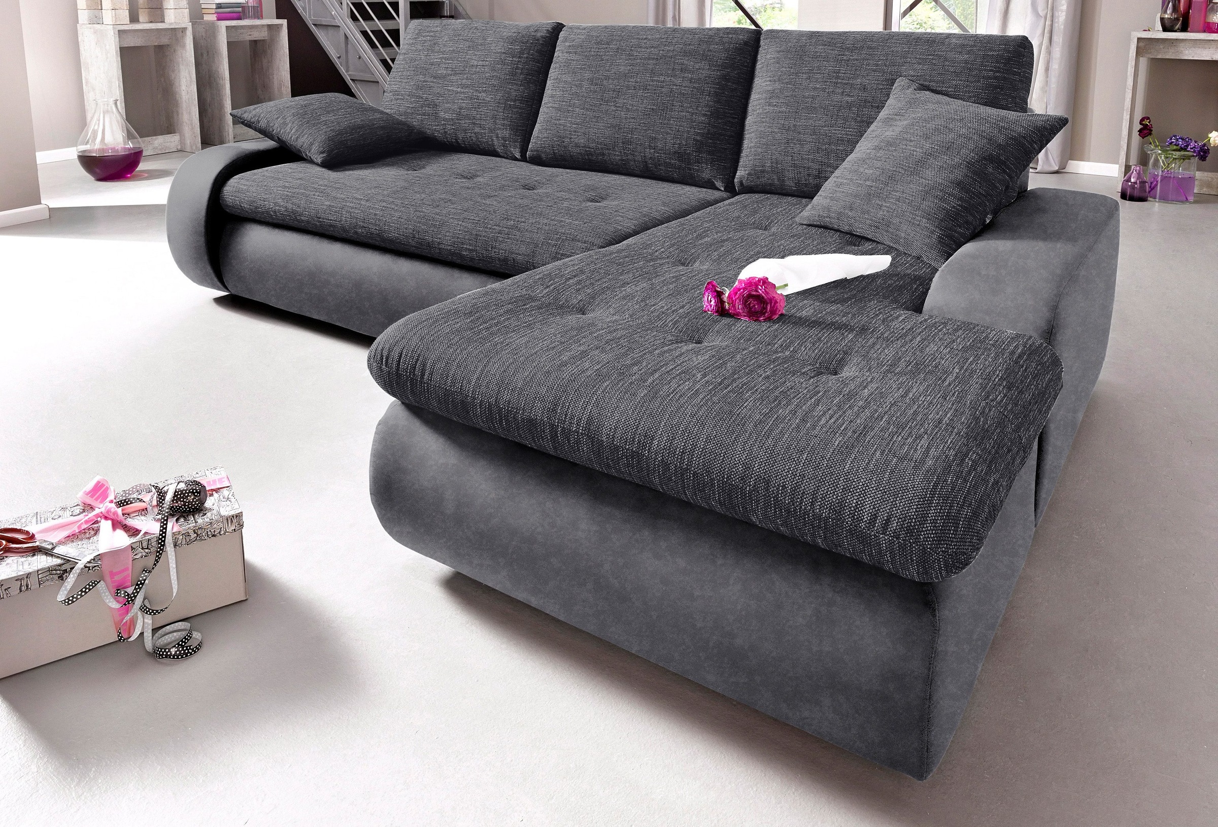 TRENDMANUFAKTUR Ecksofa »Indie, modern und bequem, Materialmix, OTTOs Choic günstig online kaufen