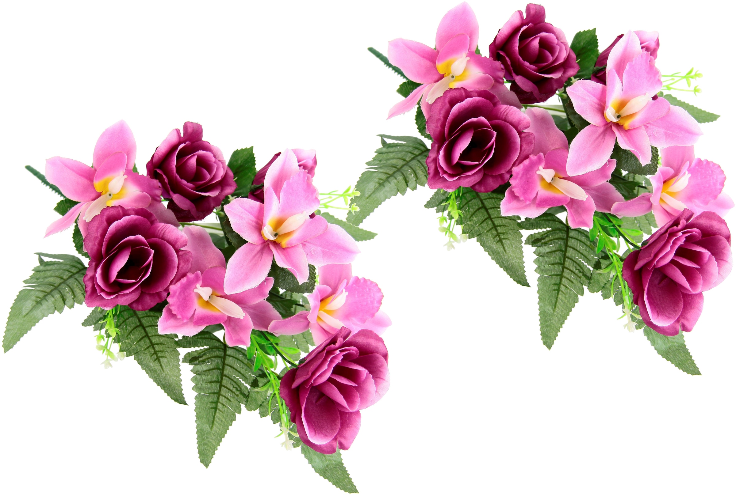 I.GE.A. Kunstblume »Bouquet aus Orchideen und Rosen«, 2er Set Kunstblumenstrauß zum Legen oder Stellen Künstliche Blumen