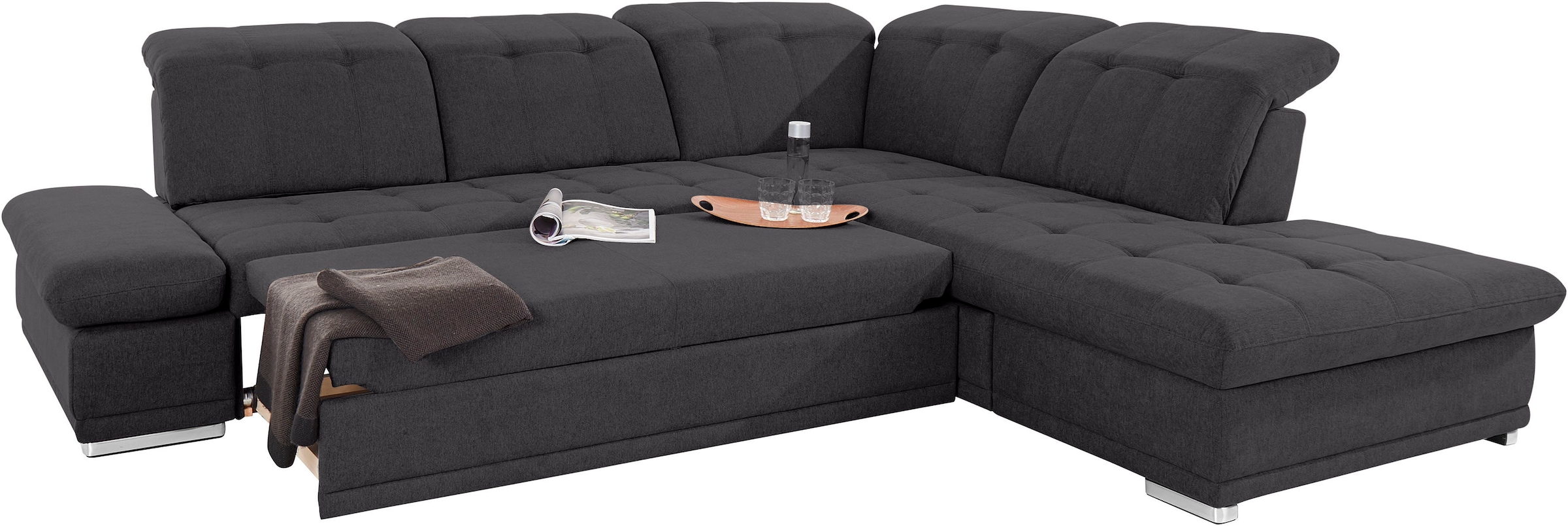 COTTA Ecksofa »Holiday L-Form mit Sitztiefen-, Armteil- und Kopfteilverstellung«, wahlweise mit Bettfunktion & Bettkasten