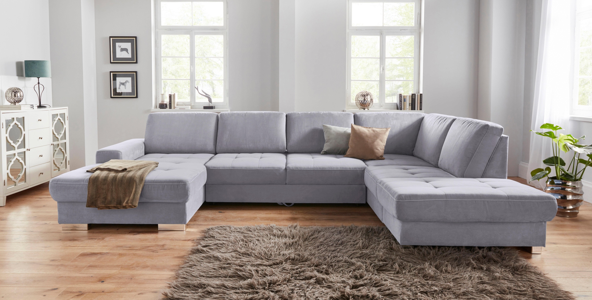 sit&more Wohnlandschaft »Santorini U-Form« mit Federkern und Sitztiefenverstellung, wahlweise mit Bettfunktion