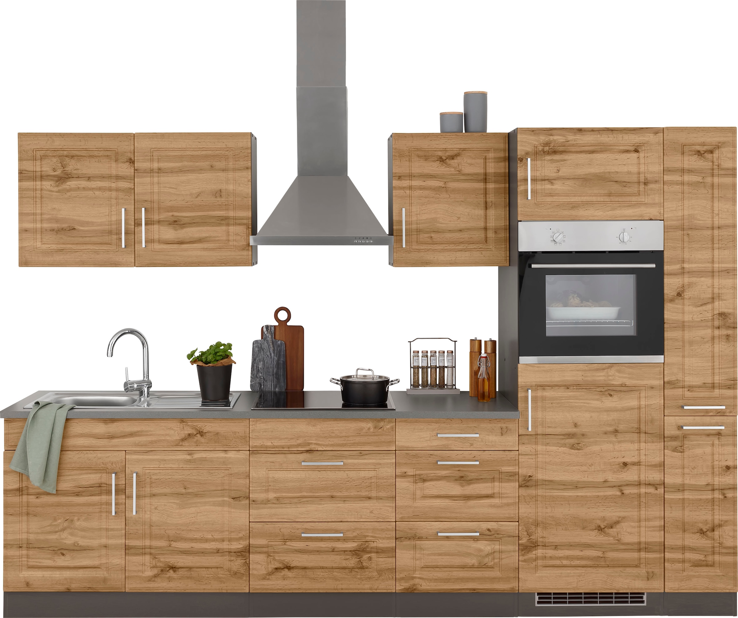 HELD MÖBEL Küchenzeile "Stockholm", Breite 300 cm, mit hochwertigen MDF Fro günstig online kaufen