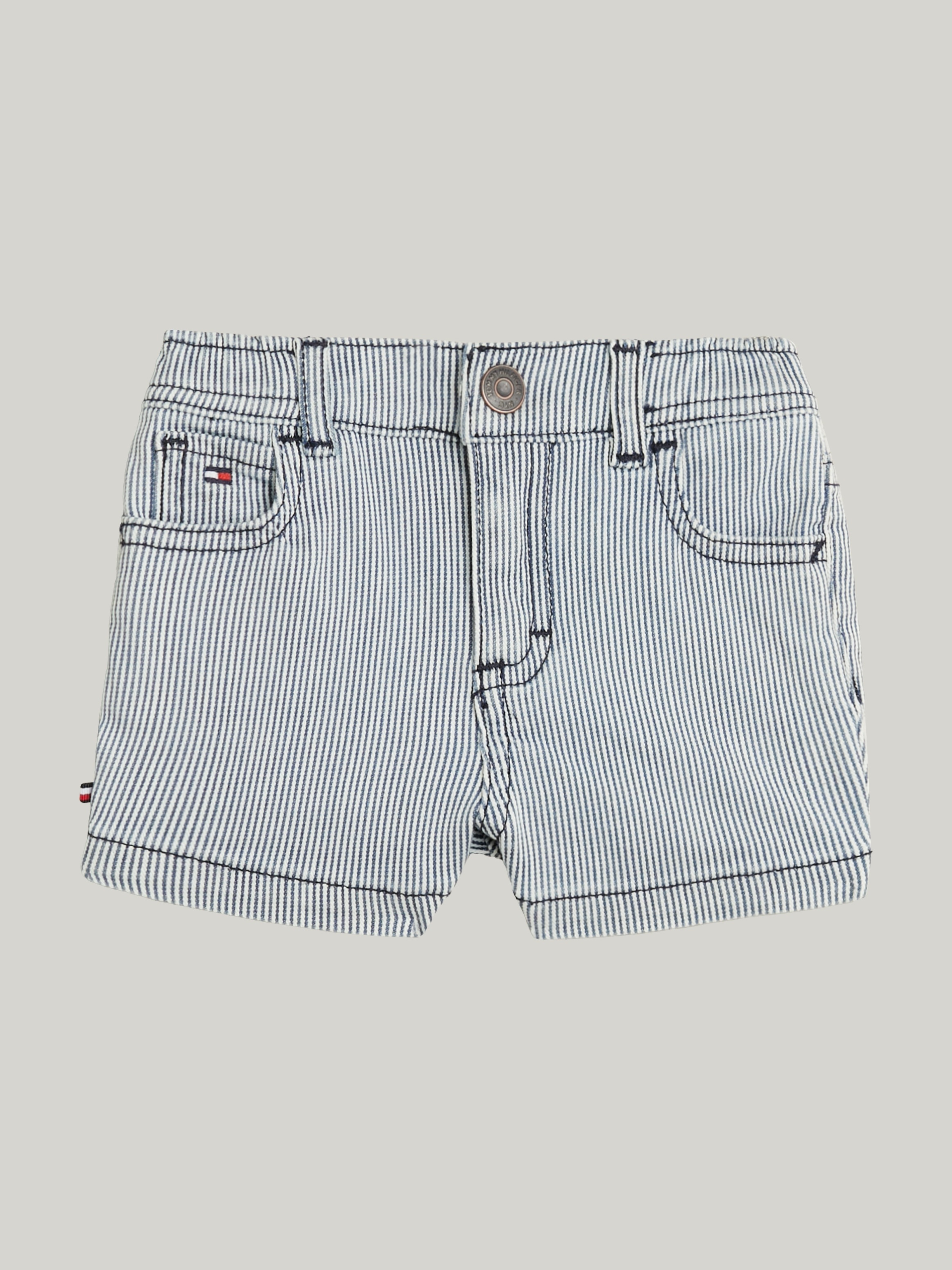 TOMMY HILFIGER Jeansshorts »BABY STRIPED DENIM SHORTS« Baby bis 2 Jahre white/blue 56 - N-Gr N-Gr 56 Gestreifte Shorts von TOMMY HILFIGER