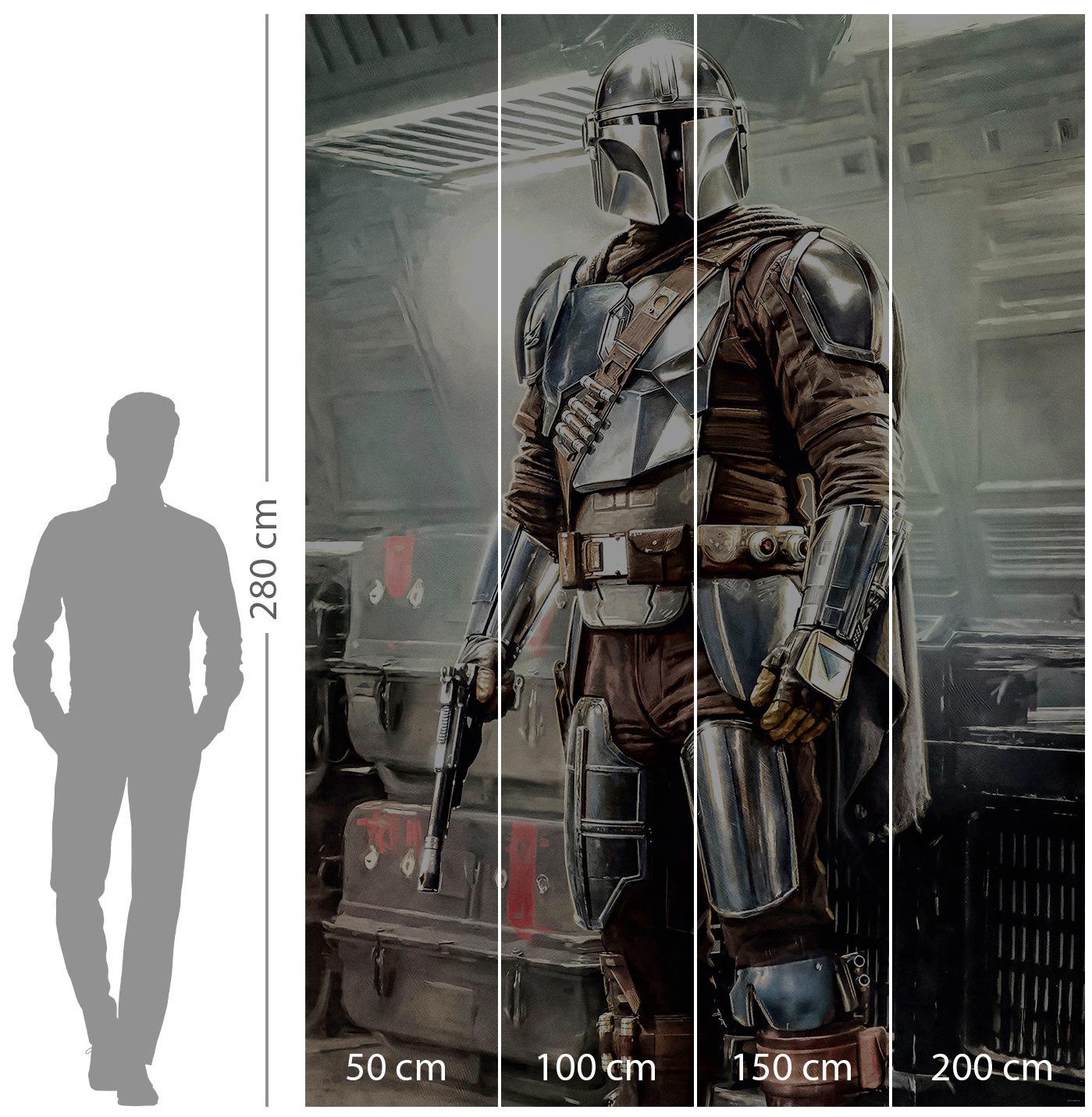 Komar Vliestapete »Digitaldruck Vlies - Mandalorian Fight Posture - Größe 200 x 280 cm«, bedruckt, Kinderzimmer