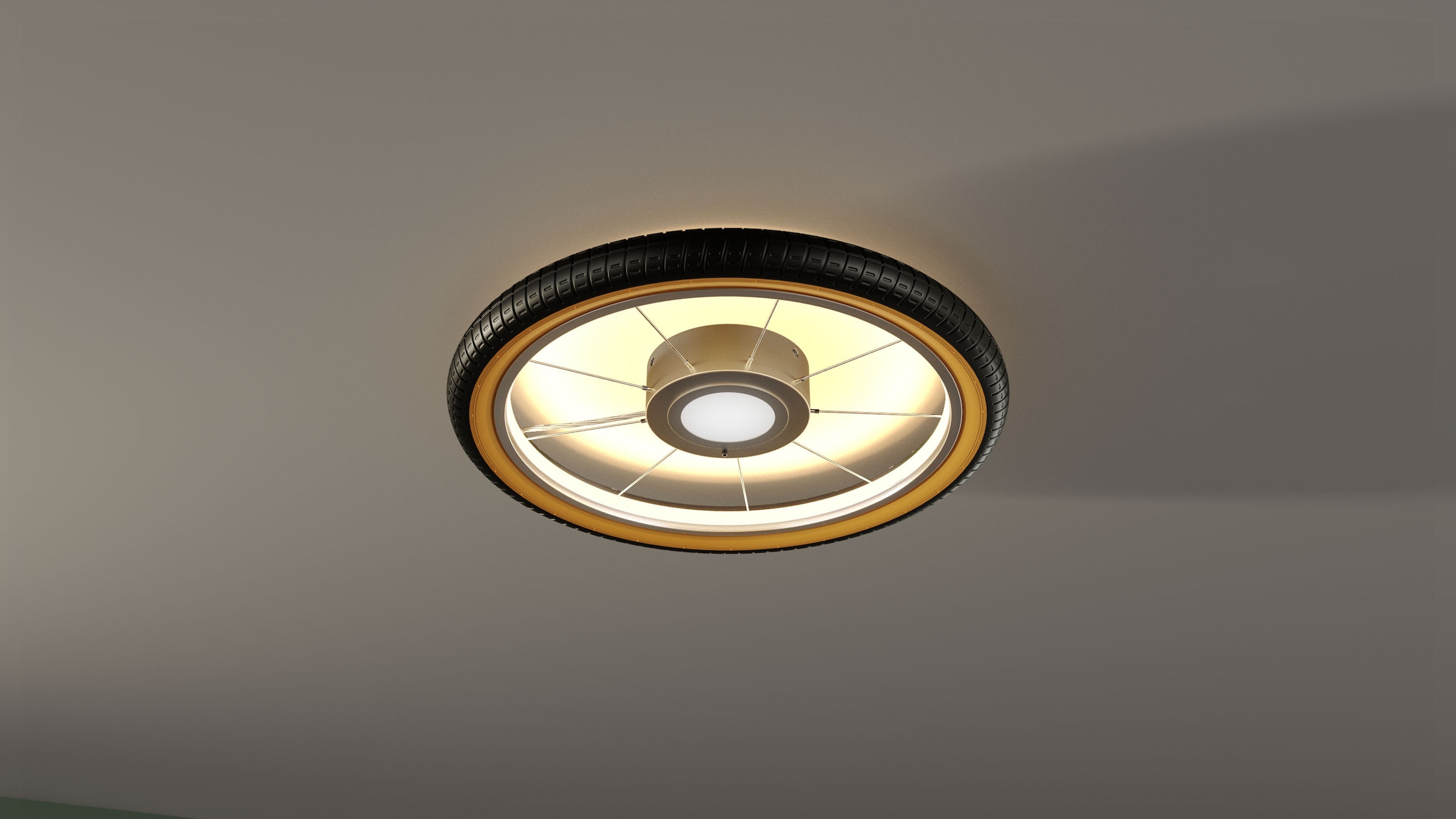 my home Deckenleuchte »Bela, Wheel, Reifen, Deckenlampe im Reifendesígn«, Leuchtmittel LED-Modul | LED wechselbar, Ø 51cm, Hauptlicht und indirekte Beleuchtung getrennt schaltbar
