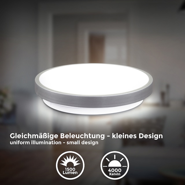 B.K.Licht LED Deckenleuchte, 1 flammig-flammig, Deckenlampe, Titan-Optik,  inkl. 12W LED Platine 1200lm 3000K, IP20 online bestellen
