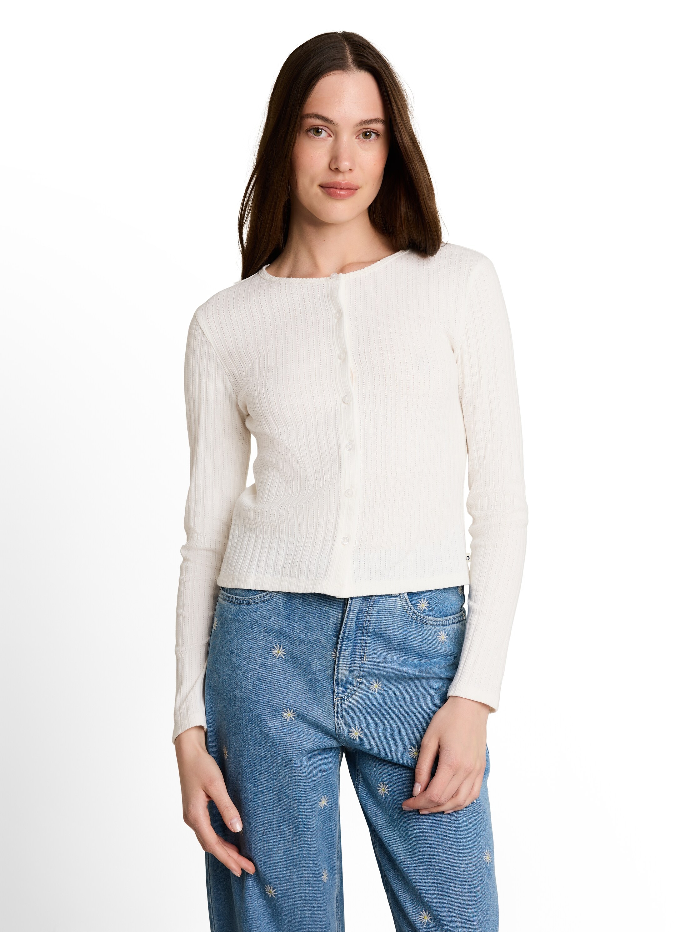 TOM TAILOR Denim Cardigan mit feiner Struktur und Knopfleiste
