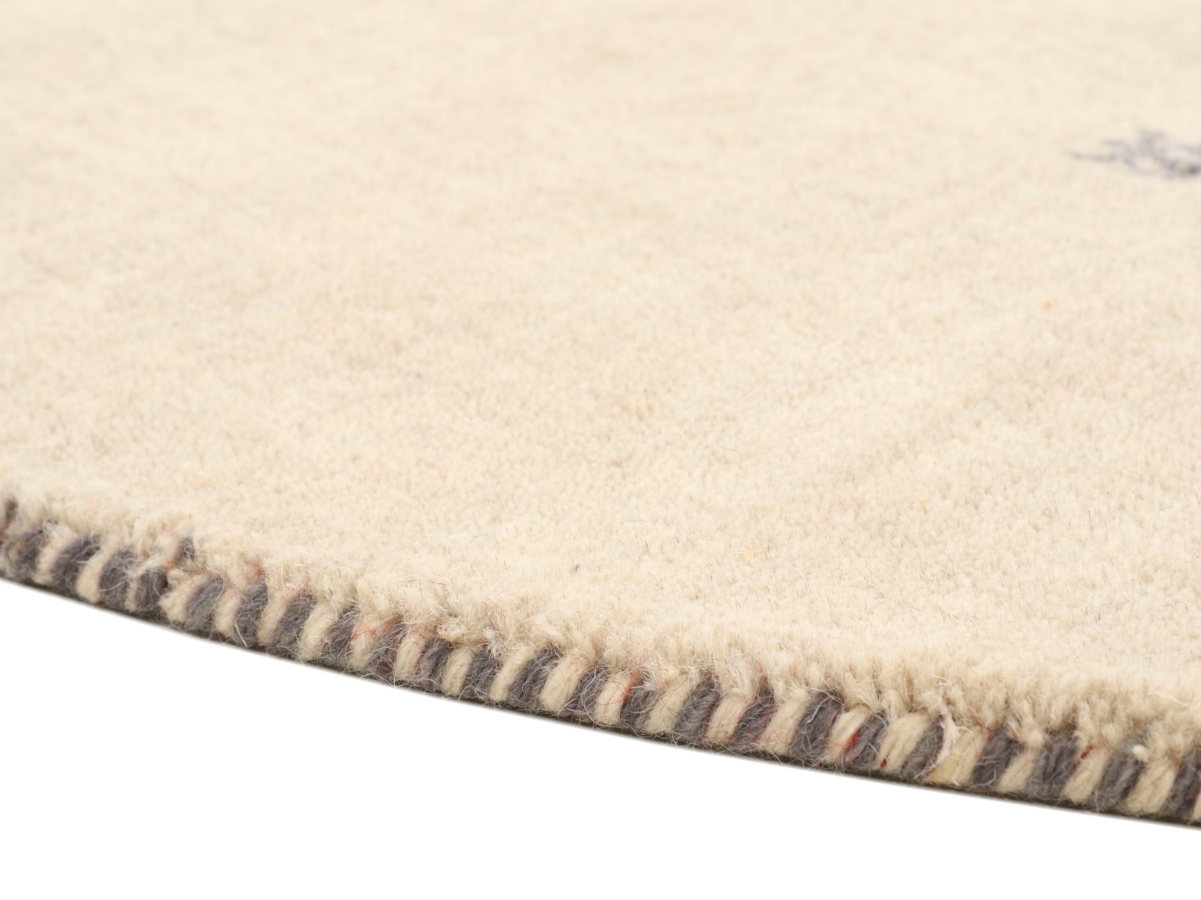 carpetfine Wollteppich »Gabbeh Uni«, rund, 15 mm Höhe, reine Wolle handgewebt, Gabbeh Tiermotiv warmes Raumklima viele Größen