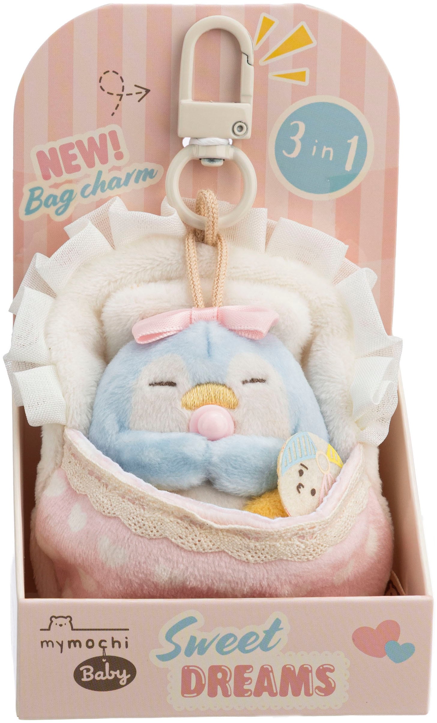Nici Kuscheltier »mymochi, Set Pinguin Waddle 7cm mit Ball & Bettchen mit Karabiner« in Geschenkbox