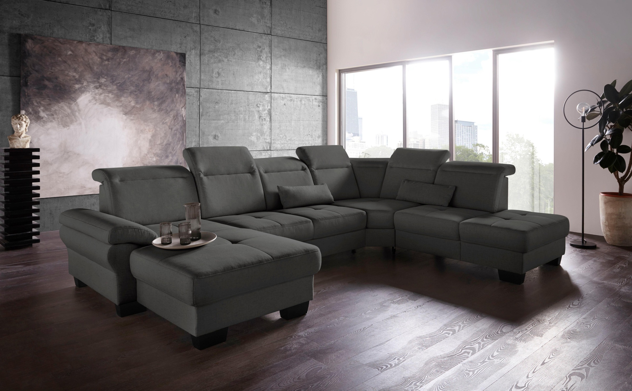 PLACES OF STYLE Wohnlandschaft »Cornwall U-Form« inkl. Sitztiefenverstellun günstig online kaufen