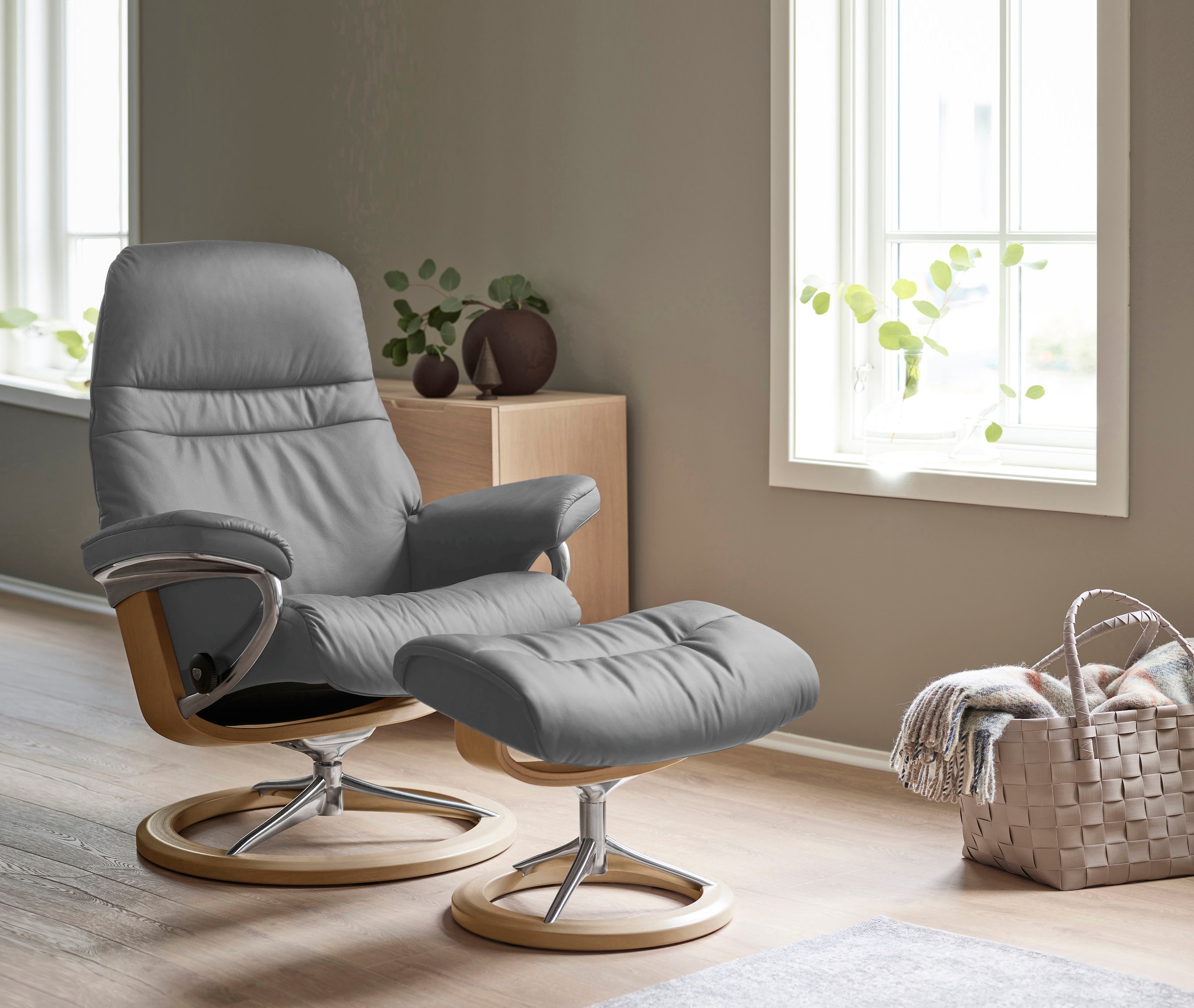 Stressless® Relaxsessel »Sunrise« Relaxsessel mit Hocker,  mit Signature Base, Größe S, Gestell Eiche