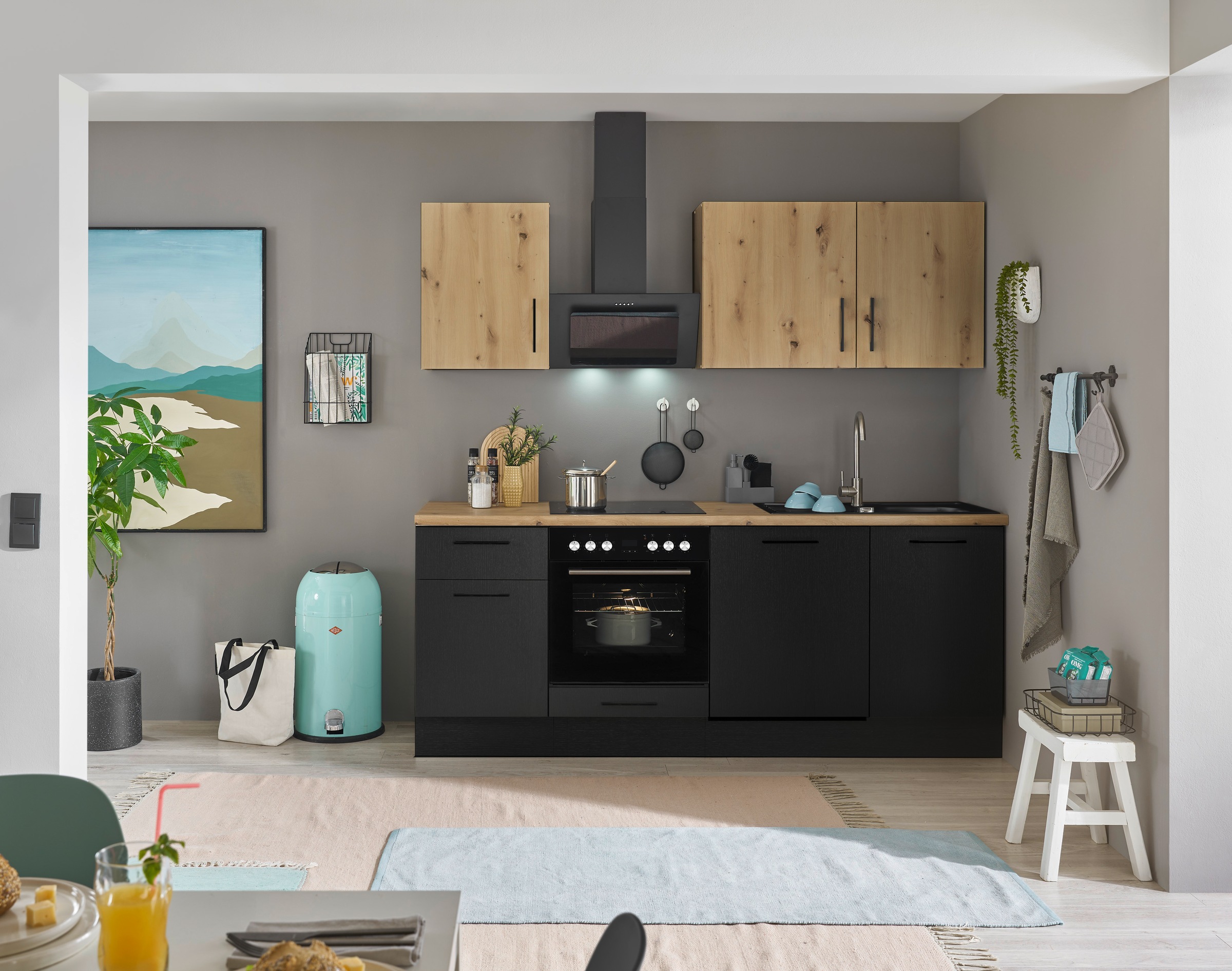 BASIC by Balculina Küchenzeile »Turin«, Breite 220 cm, wahlweise mit E-Geräten