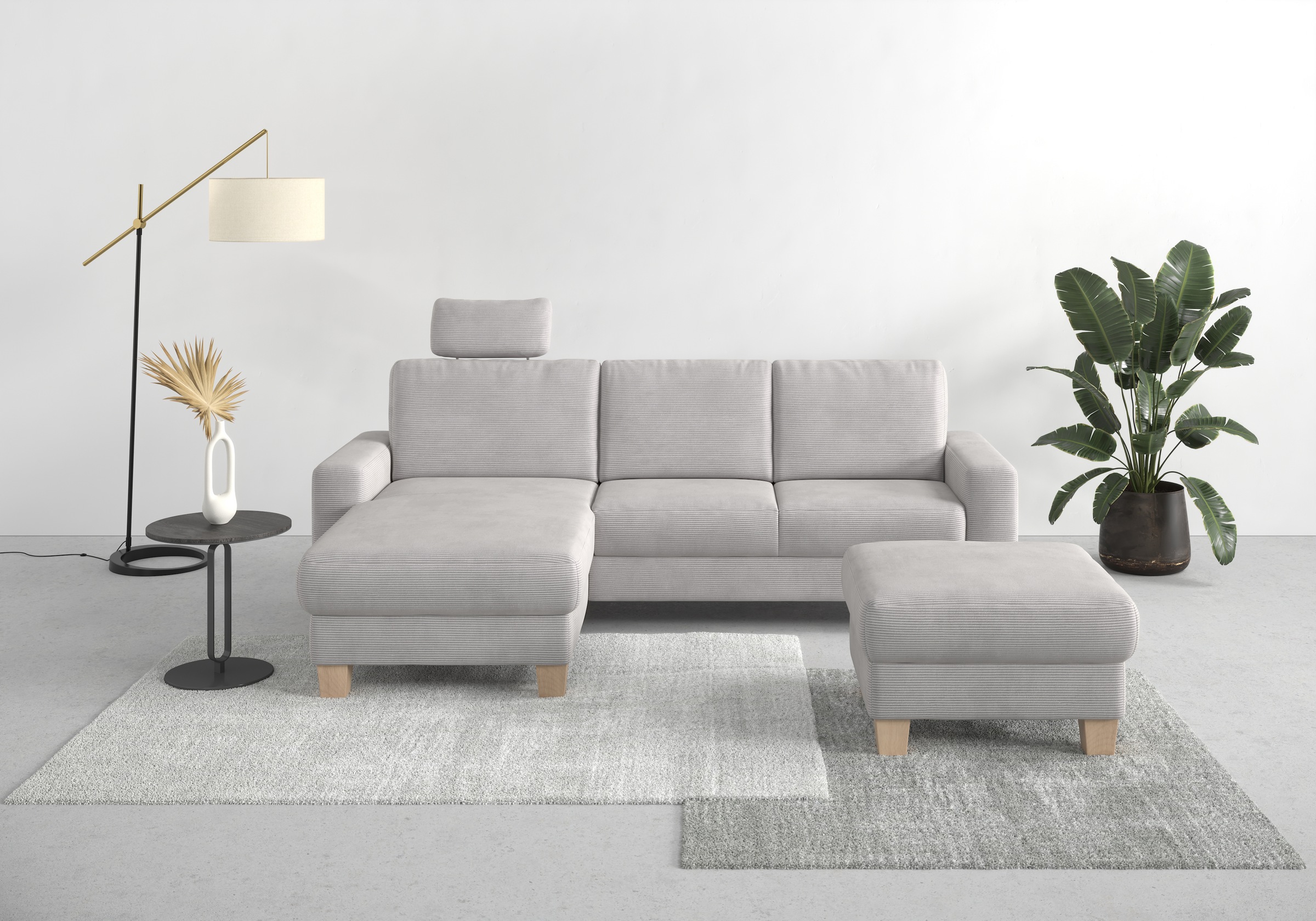 Home affaire Ecksofa »Summer L-Form«, mit Recamiere, mit oder ohne Bettfunktion und Bettkasten, Cord-Bezug