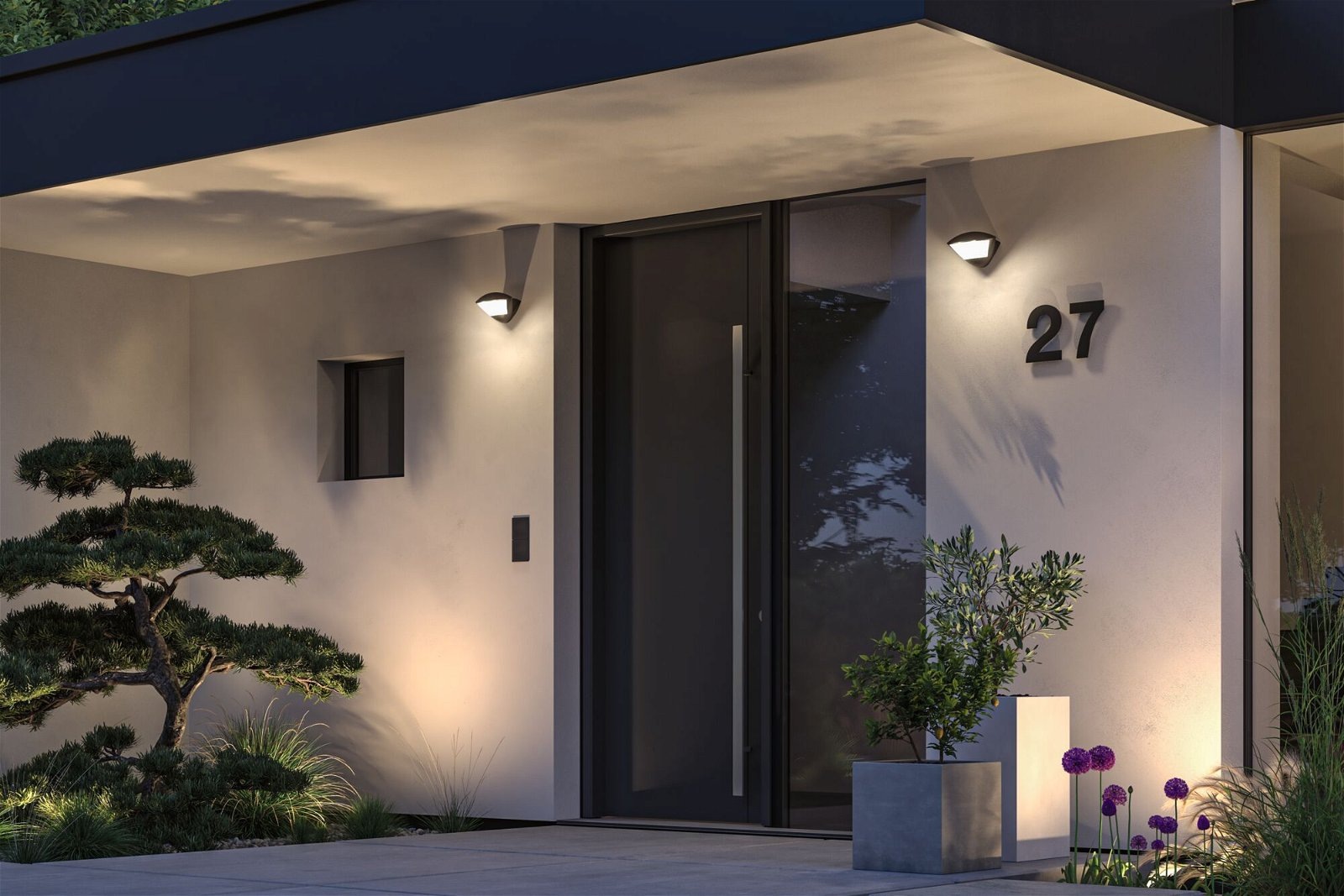 Paulmann LED Außen-Wandleuchte »Skyla IP44 226x164mm 10W 840lm 230V Anthrazit Aluminium«, 1 flammig, Smart Home Zigbee 3.0 Bewegungsmelder insektenfreundlich