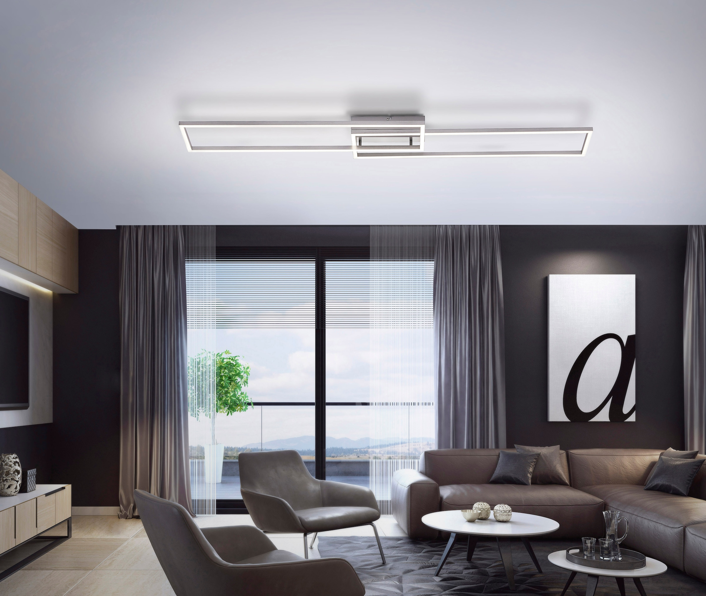 JUST LIGHT Deckenleuchte »IVEN«, 2 flammig, Leuchtmittel LED-Board | LED fest integriert, CCT-Farbtemperaturregelung, Dimmbar über Funkfernbed., Memoryfunktion