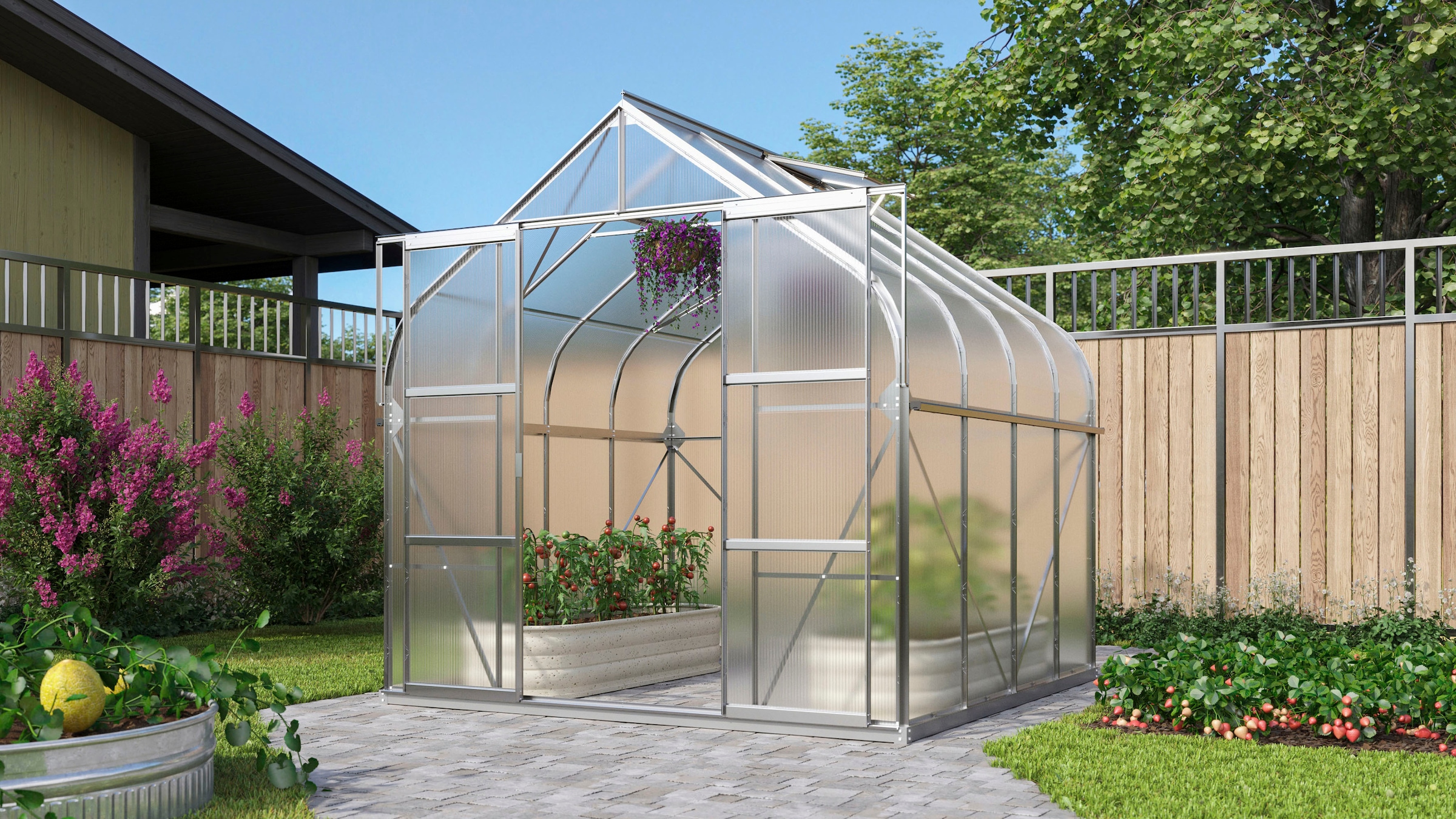Vitavia Gewächshaus »Dione 6700« Alu-Profile, Stahlfundamentrahmen, 4 mm Hohlkammerplatten