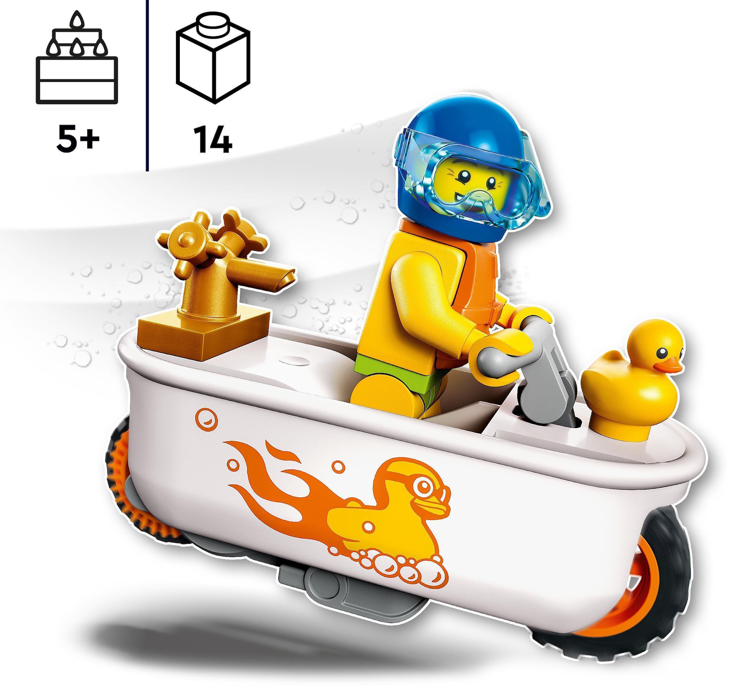 LEGO® Konstruktionsspielsteine »Badewannen-Stuntbike (60333), LEGO® City Stuntz«, (14 St.), Made in Europe