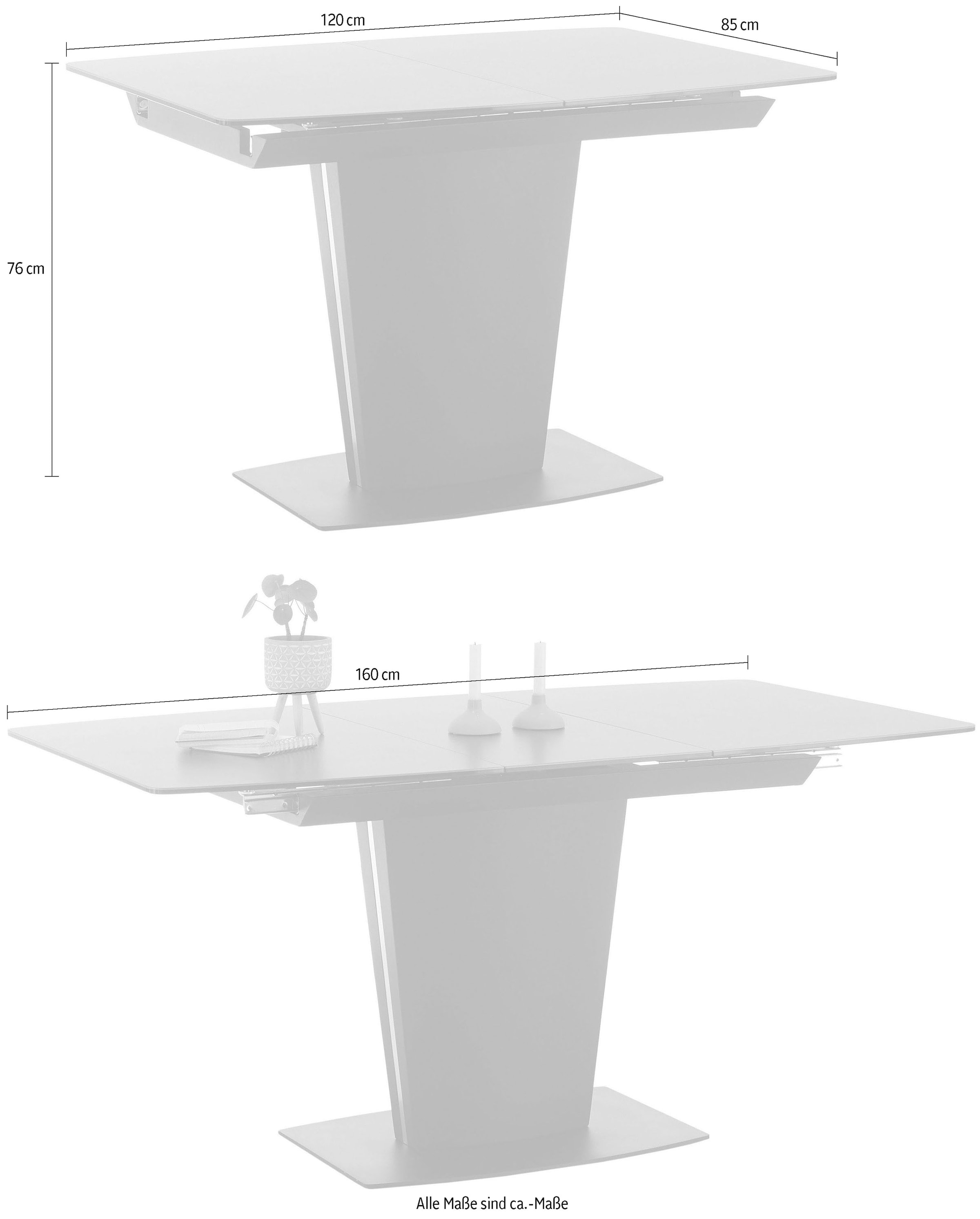 Stolkom Esstisch »Sergio«, ausziehbar von 120-160 cm, Keramik