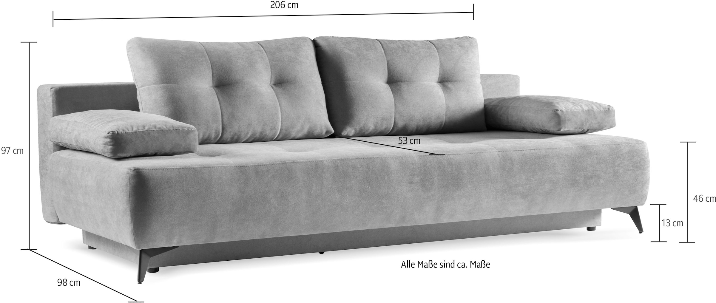 WERK2 Schlafsofa »Oakland«, 2-Sitzer Sofa & Schlafcouch mit Bettkasten
