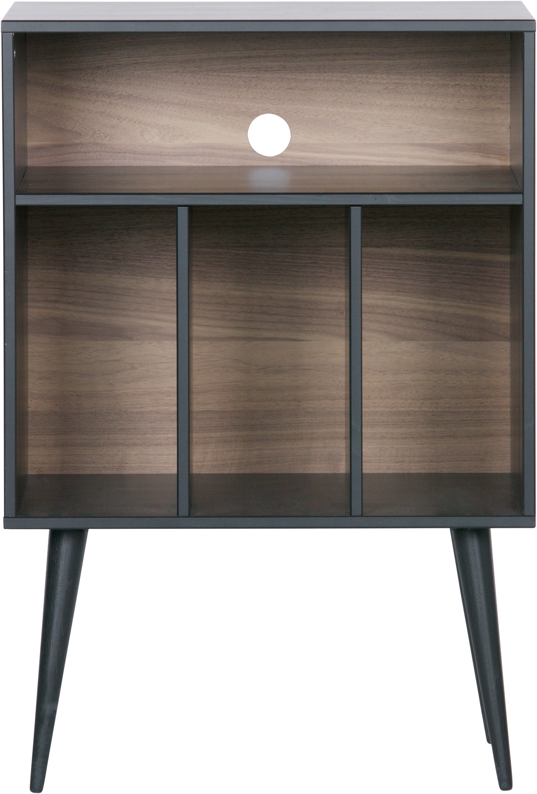 WOOOD Sideboard »James mit Massivkiefer und sichtbare Maserung B 60 x T 44 x H 83 cm« Mit Kabelöffnung, MDF mit Nussbaumoptik, einfach zu montieren