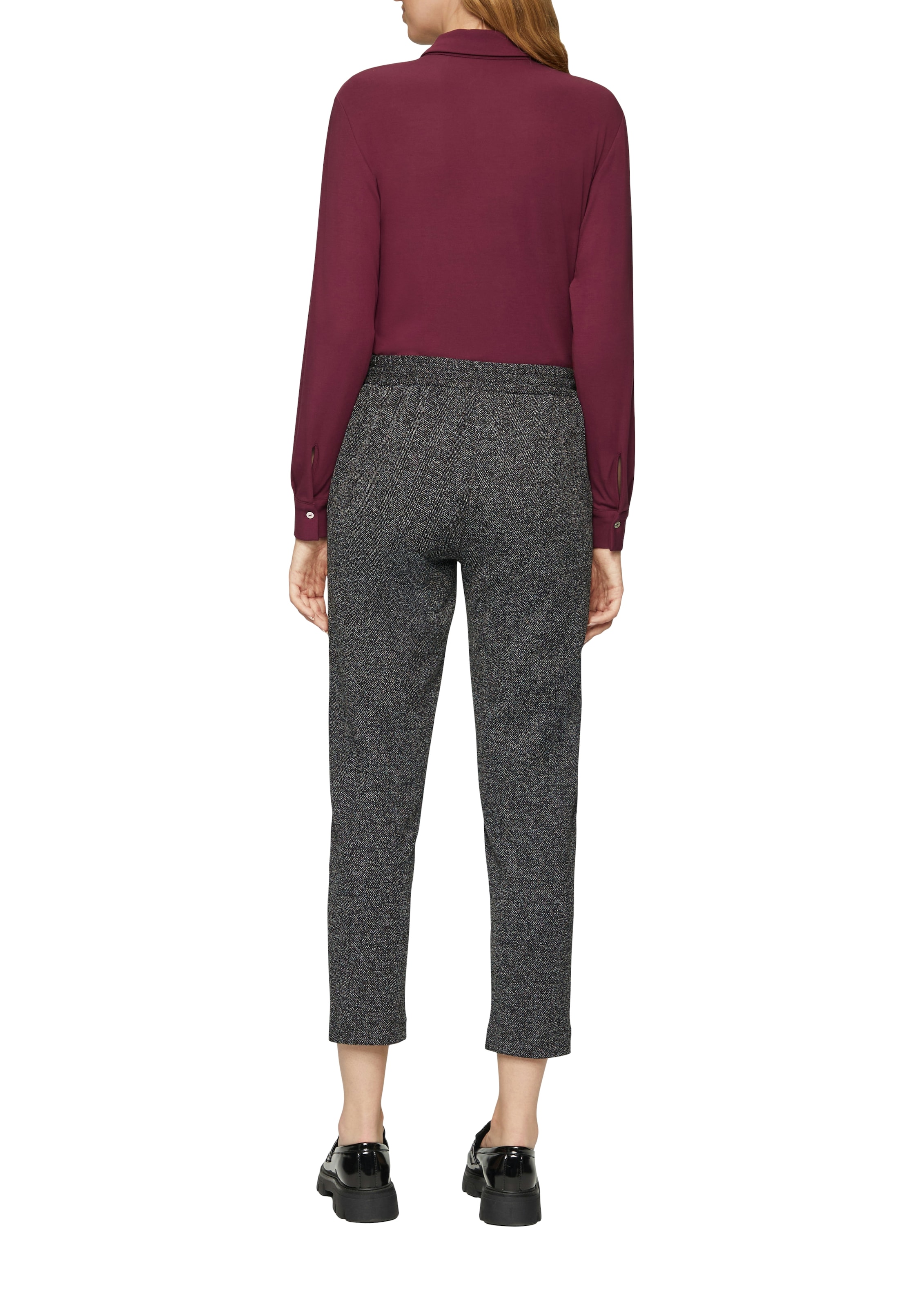 s.Oliver BLACK LABEL Stoffhose  Sommerhose meliert, mit Kordelzug