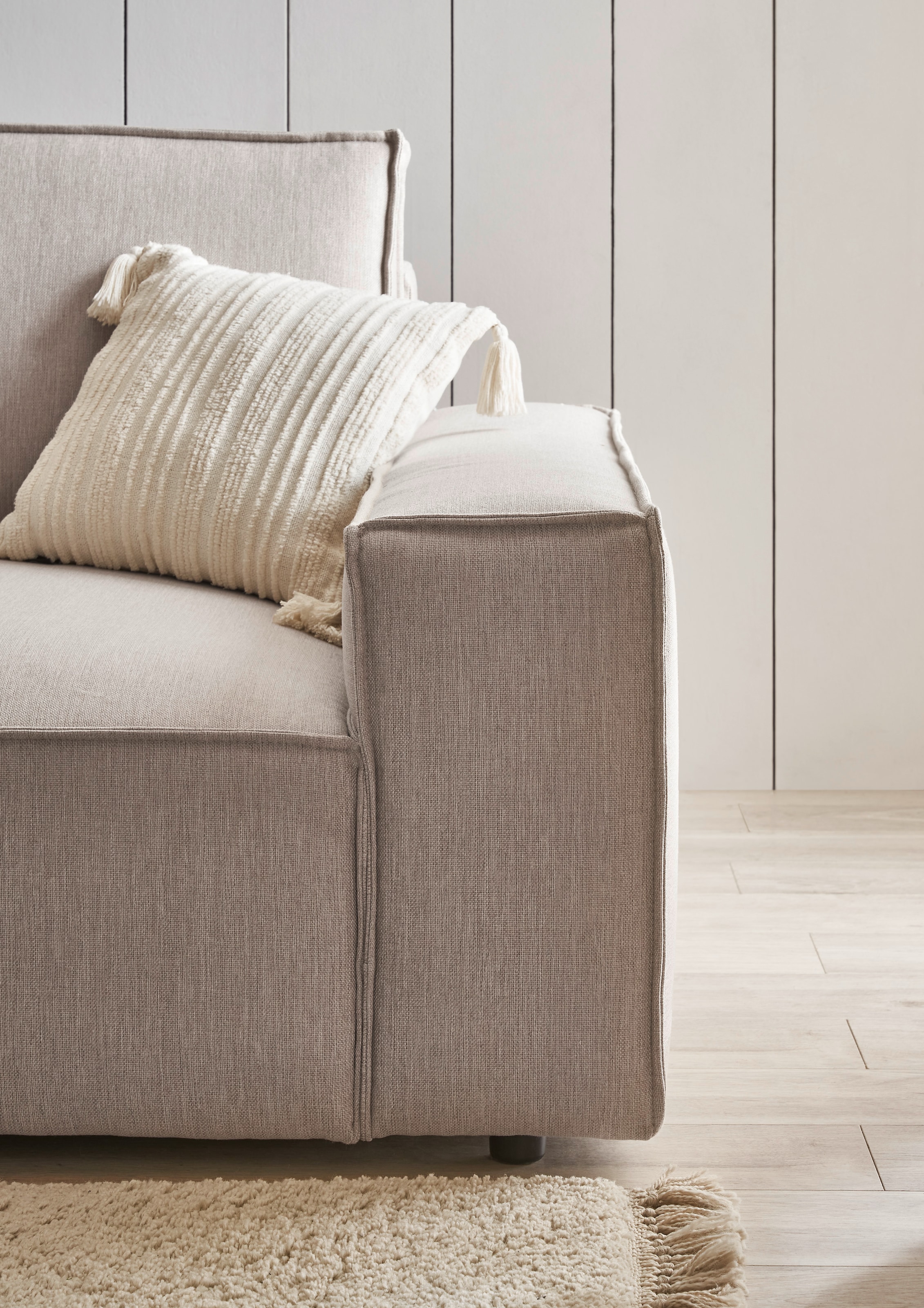 Home affaire Ecksofa »NEU: SHERWOODL XXL 284, Big-Sofa L-Form, tiefe Sitzfläche 95 cm, Cord,«, Leinenoptik, Recamiere rechts/links, auch als Schlafsofa stellbar