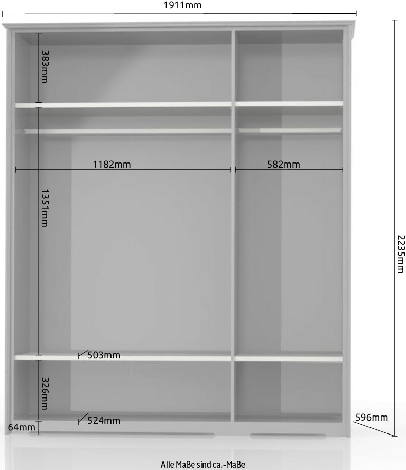 Home affaire Kleiderschrank »Evergreen, wahlweise in 3 Breiten, Höhe 224cm!«, (besonders dekorierter Metallgriff, Kasettenoptik in der Front), im klassischen Landhausstil,FSC-zertifiziert,hochwertige UV Lackierung