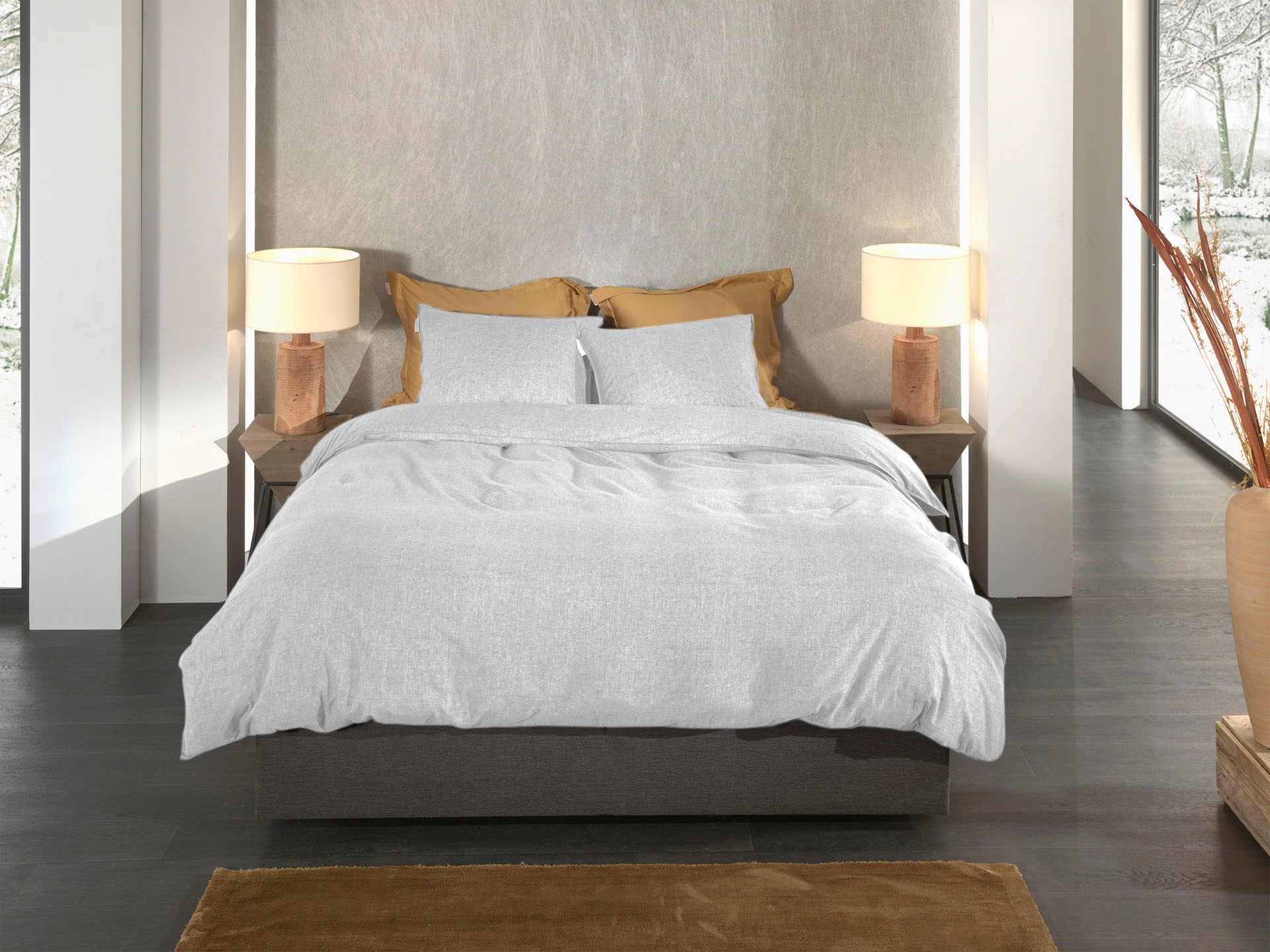 Heckett & Lane Bettwäsche »Franela« 2 Stk. tlg. Uni Design, hochwertiges Fl günstig online kaufen