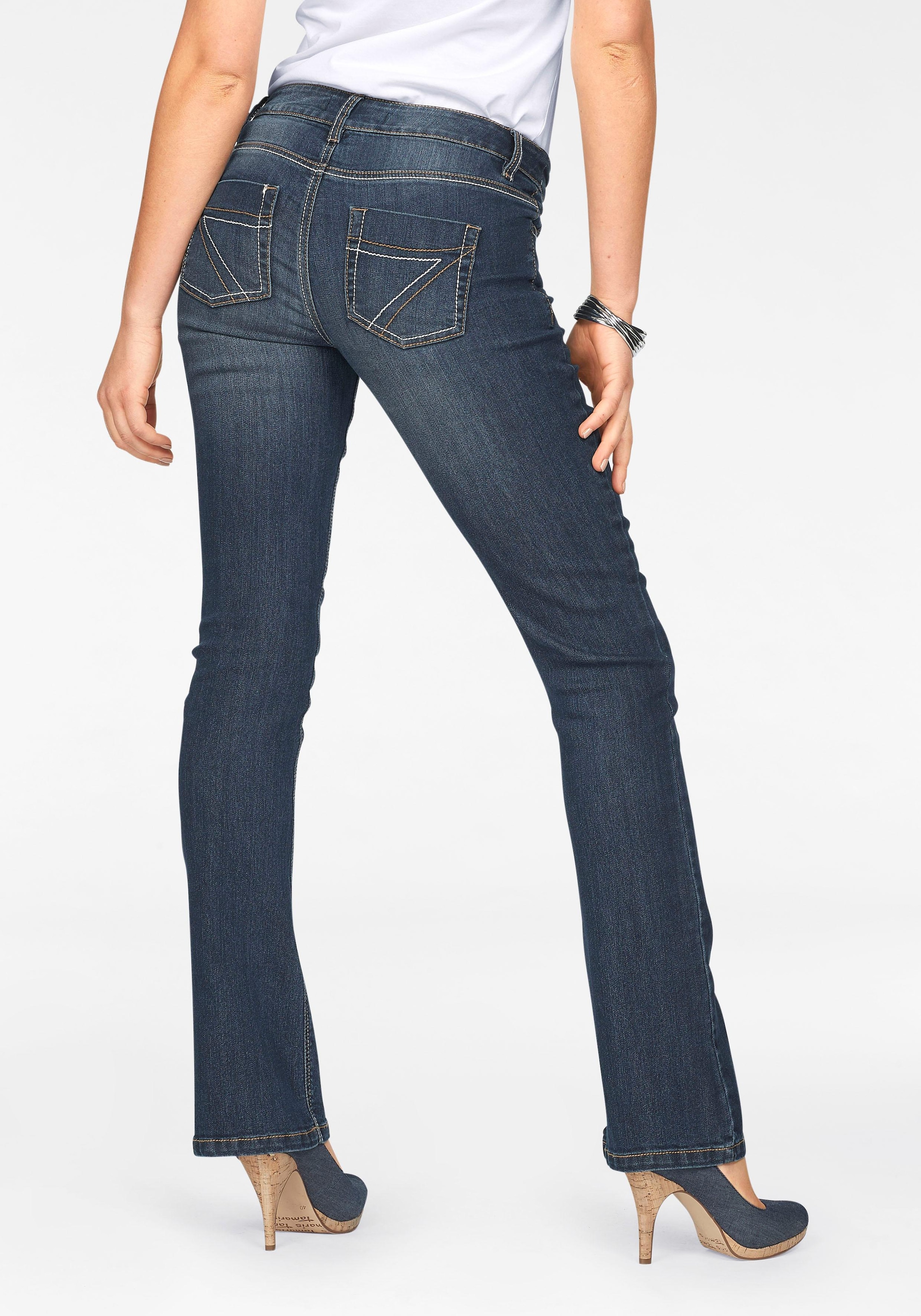 Arizona Bootcut-Jeans »mit Kontrastnähten«, Mid kaufen Waist im Online-Shop
