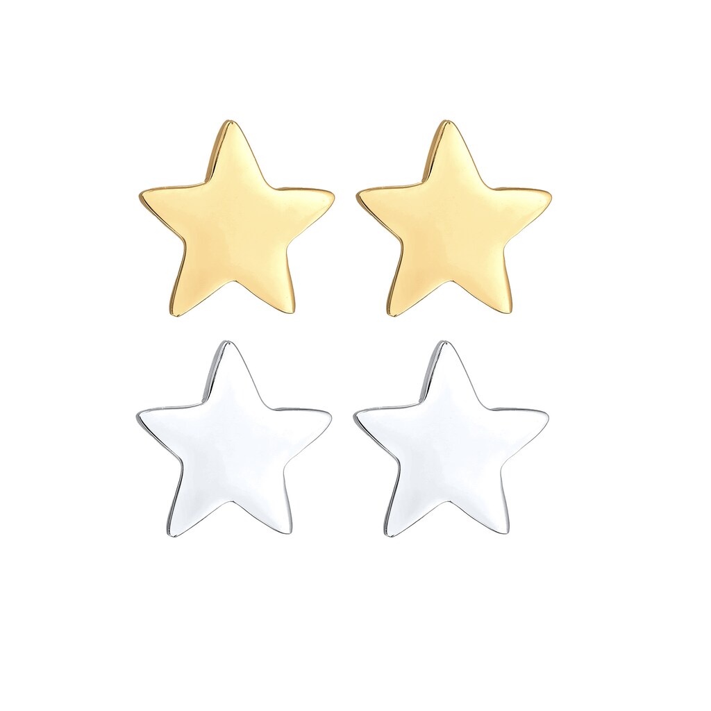 Elli Ohrring-Set »Set Sterne Star Astro Bi-Color 925 Sterling Silber«