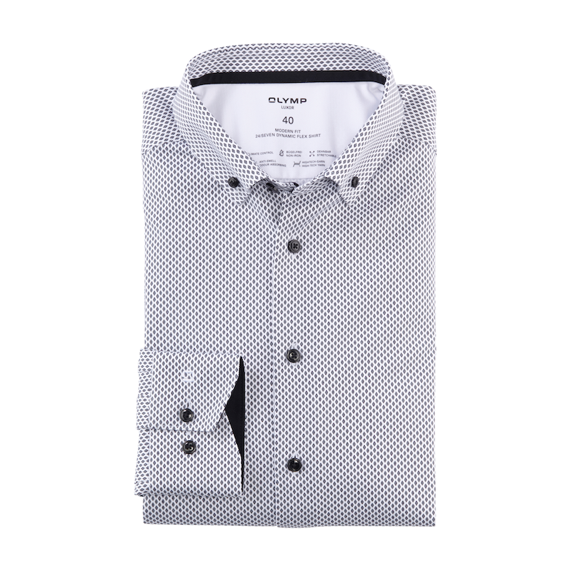 OLYMP Businesshemd »Luxor 24/Seven modern fit« schwarz weiß 44 - N-Gr N-Gr 44 Langarmhemd ideal für formelle Anlässe und Business-Meetings