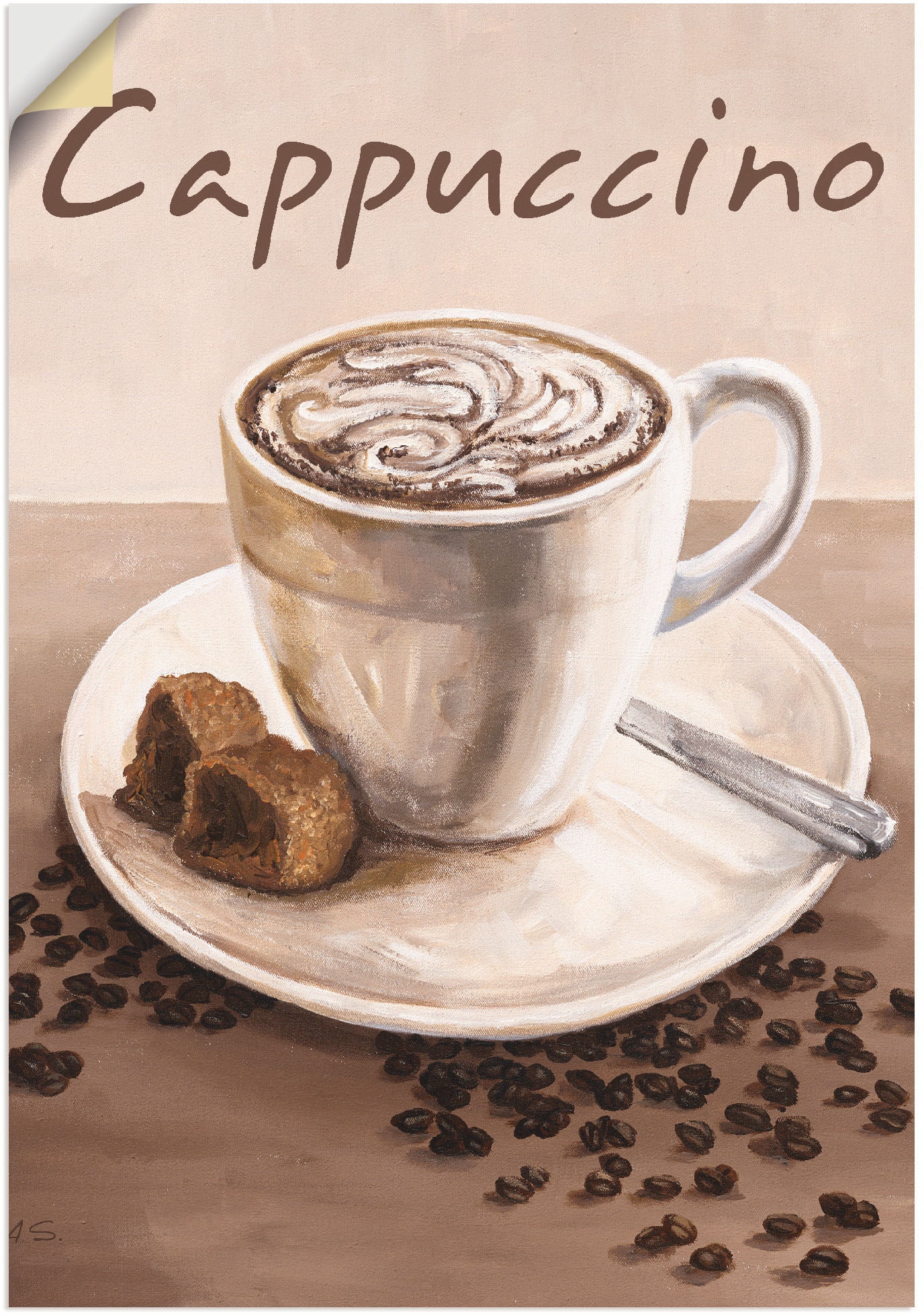 Artland Wandbild "Cappuccino - Kaffee", Kaffee Bilder, (1 St.), als Leinwan günstig online kaufen