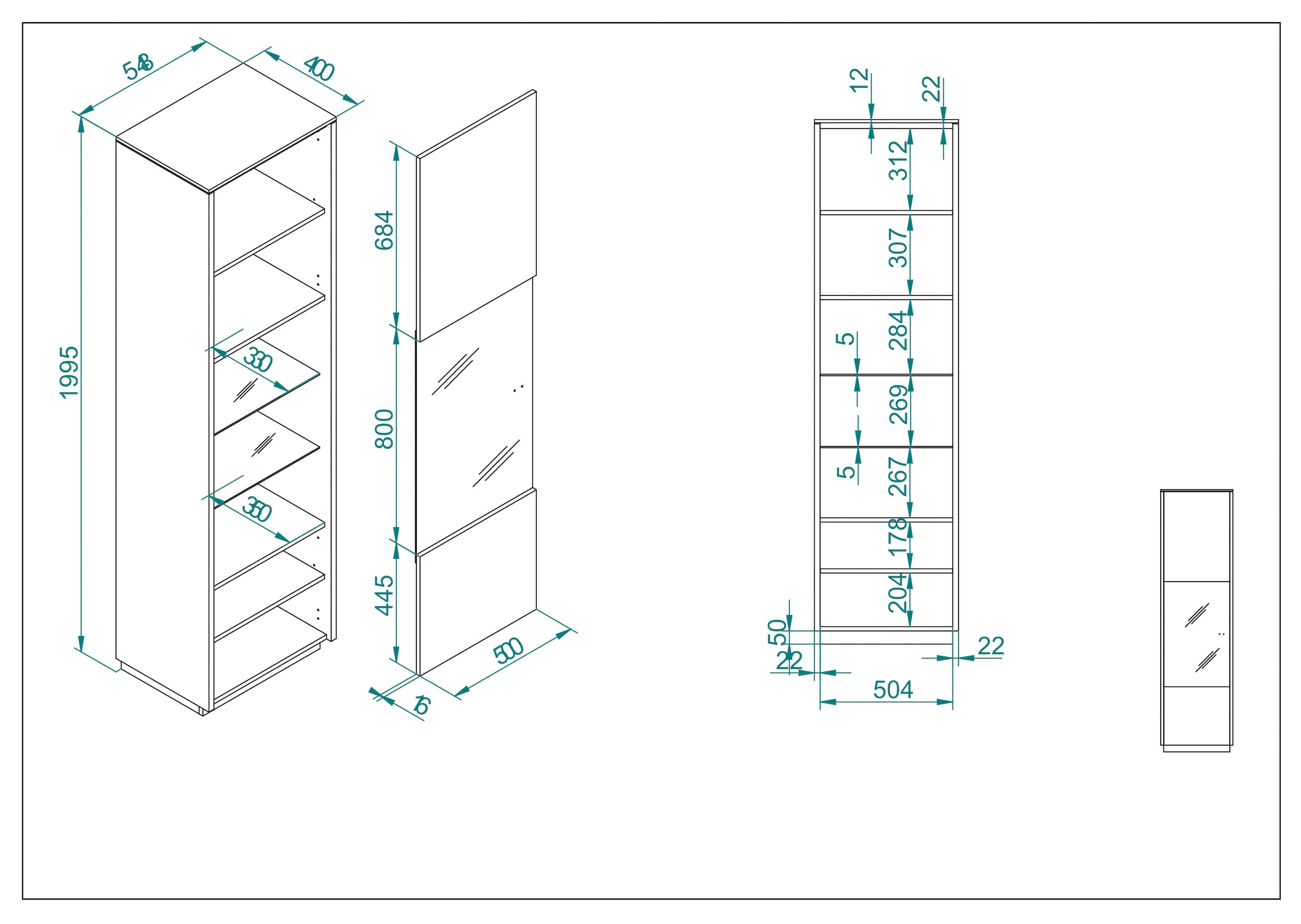 INOSIGN Vitrine »LARGO«, Soft-Close-Funktion, Höhe ca. 200 cm
