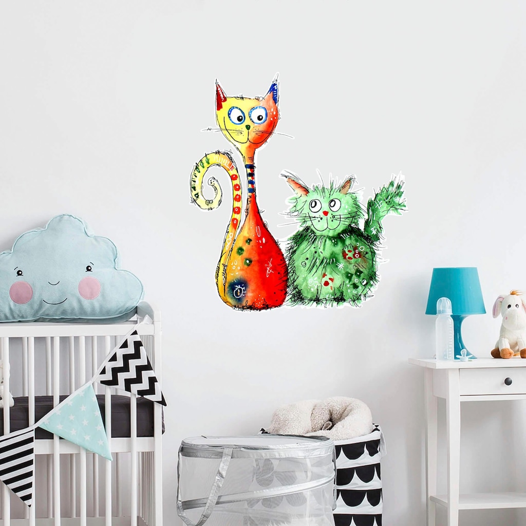 Wall-Art Wandtattoo »Wohnzimmer Kunstdruck bunte Katze«
