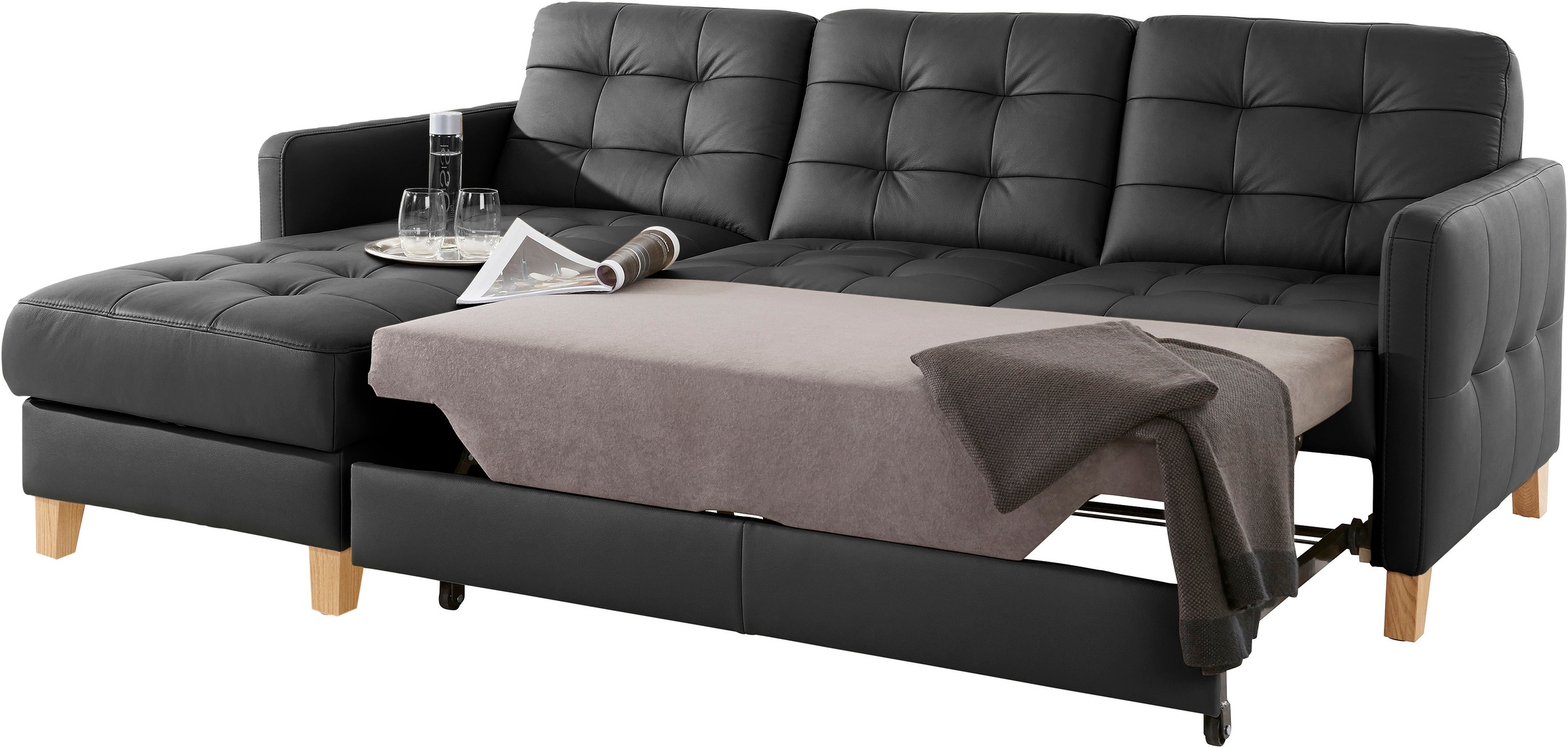exxpo - sofa fashion Ecksofa »Elio, kompakt und komfortabel, bequem und zeitloses Design, L-Form«, wahlweise mit Bettfunktion