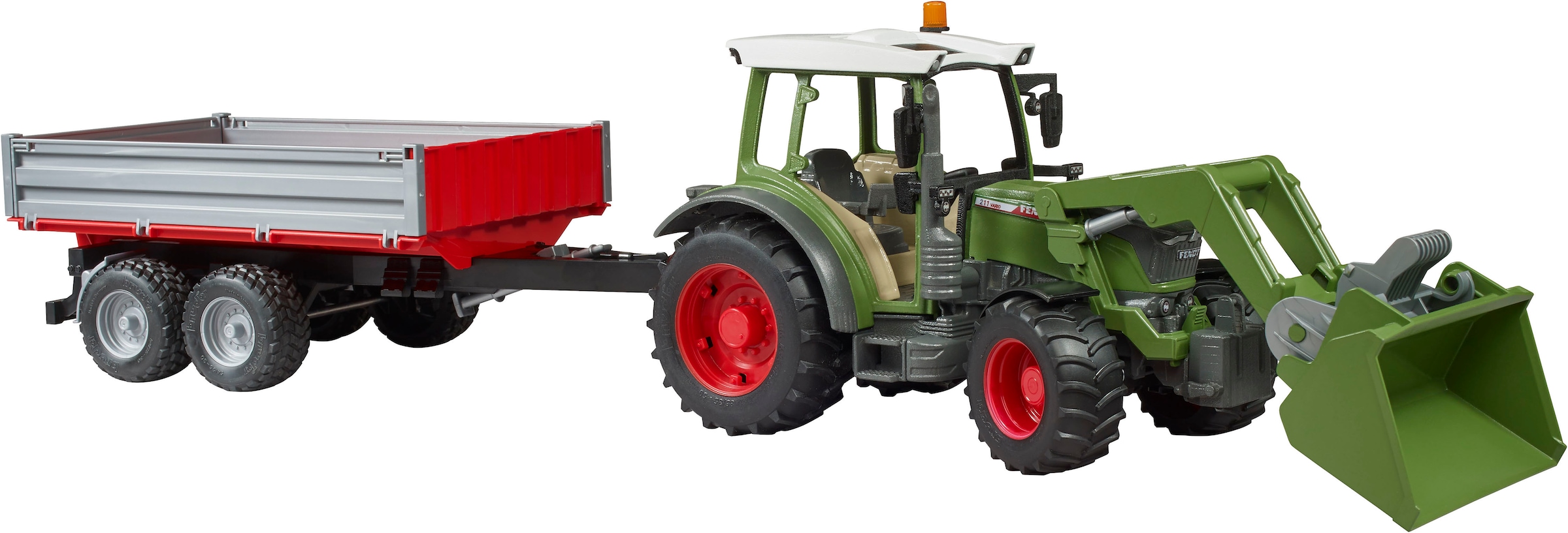 Bruder® Spielzeug-Traktor »Fendt Vario 211 mit Frontlader und Bordwandhänger (02182)« Made in Europe
