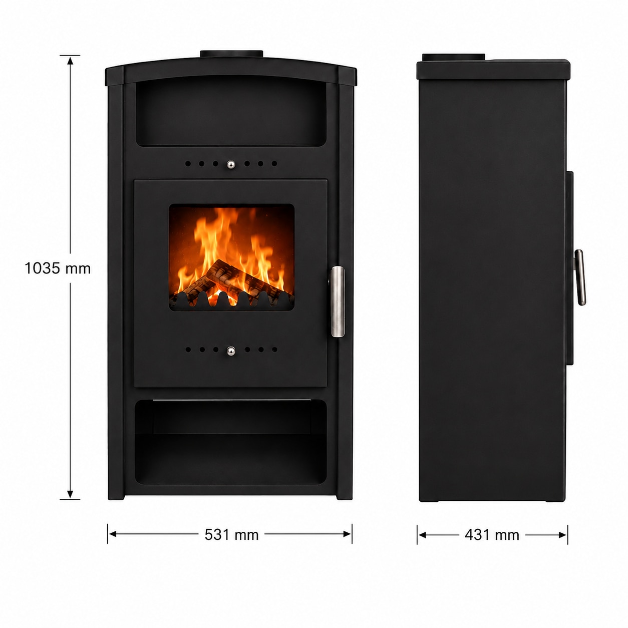Hanseatic Kaminofen »"Ulan", Exklusiv, Lieferung bis ins Wohnzimmer« mit Holz- und Warmhaltefach, nur 80 Kg leicht