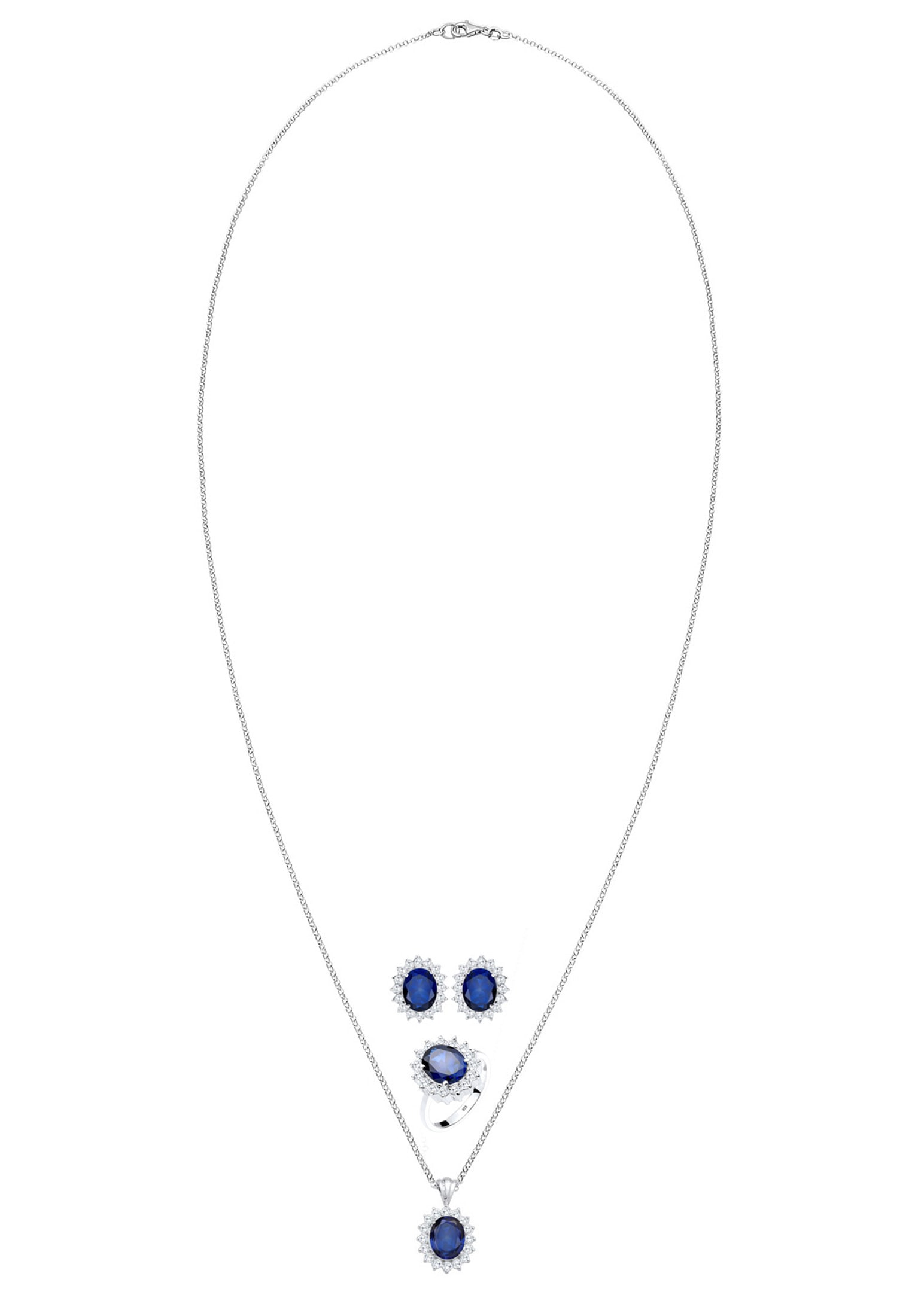 Elli Schmuckset »Zirkonia Synthetischer Saphir Blau 925 Sterling Silber«