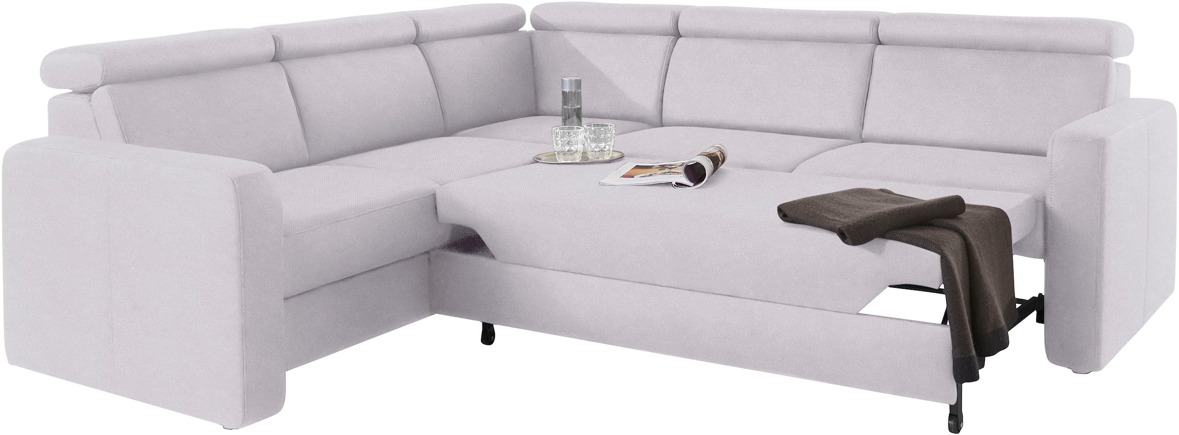 sit&more Ecksofa »Bologna L-Form«, Kopfteilverstellung, wahlweise mit Bettfunktion und Schubkasten