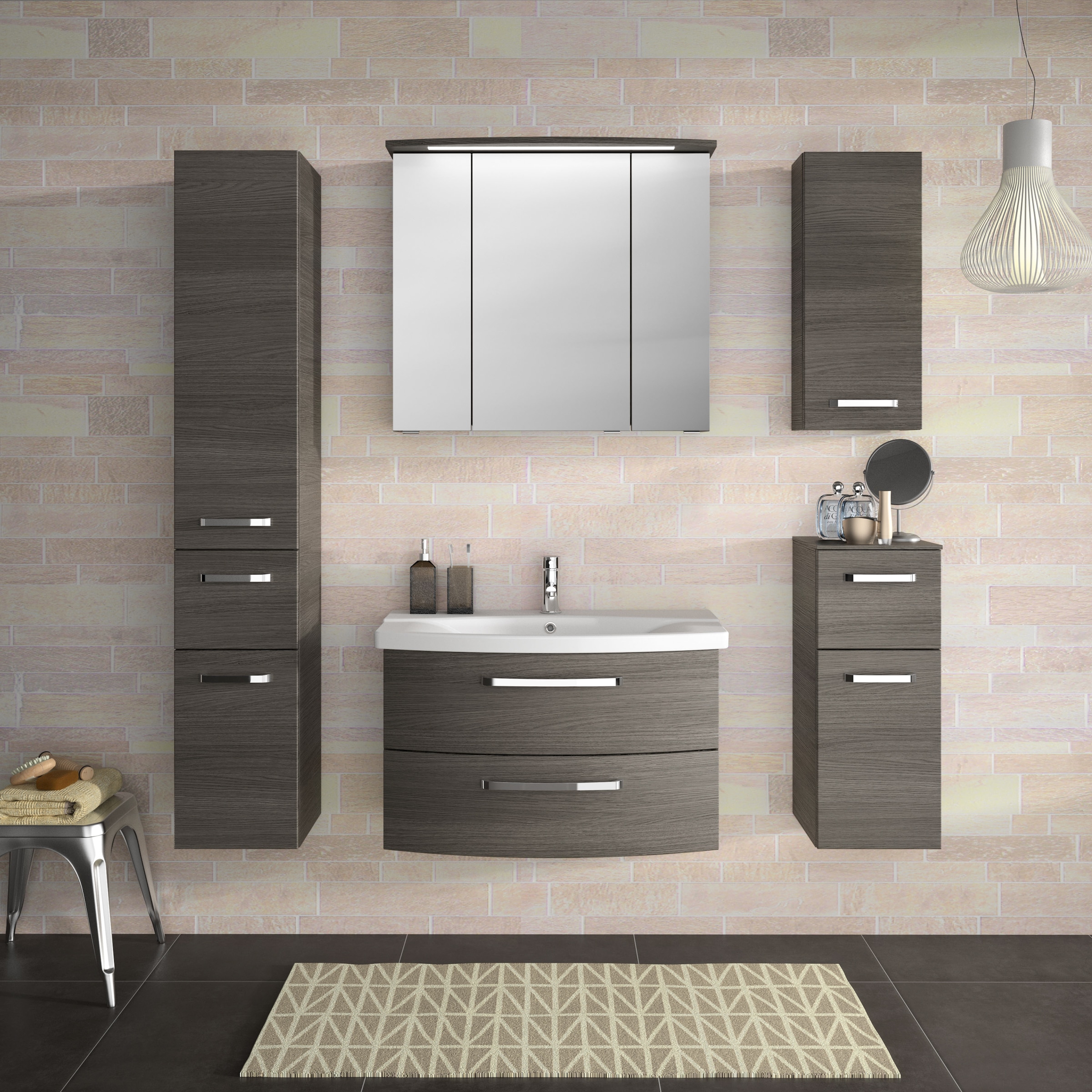 Saphir Hängeschrank »Serie 4010 Wand-Badschrank 30 cm breit mit 1 Tür, 2 Glas-Einlegeböden«, Badezimmer-Hängeschrank inkl. Türdämpfer, Wandschrank 70 cm hoch
