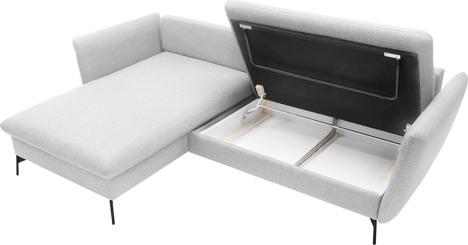andas Ecksofa »LIVORNO,258 cm, L-Form,«, Schlaffunktion u. Bettkasten (139/224cm), Samt, Struktur, Webstoff