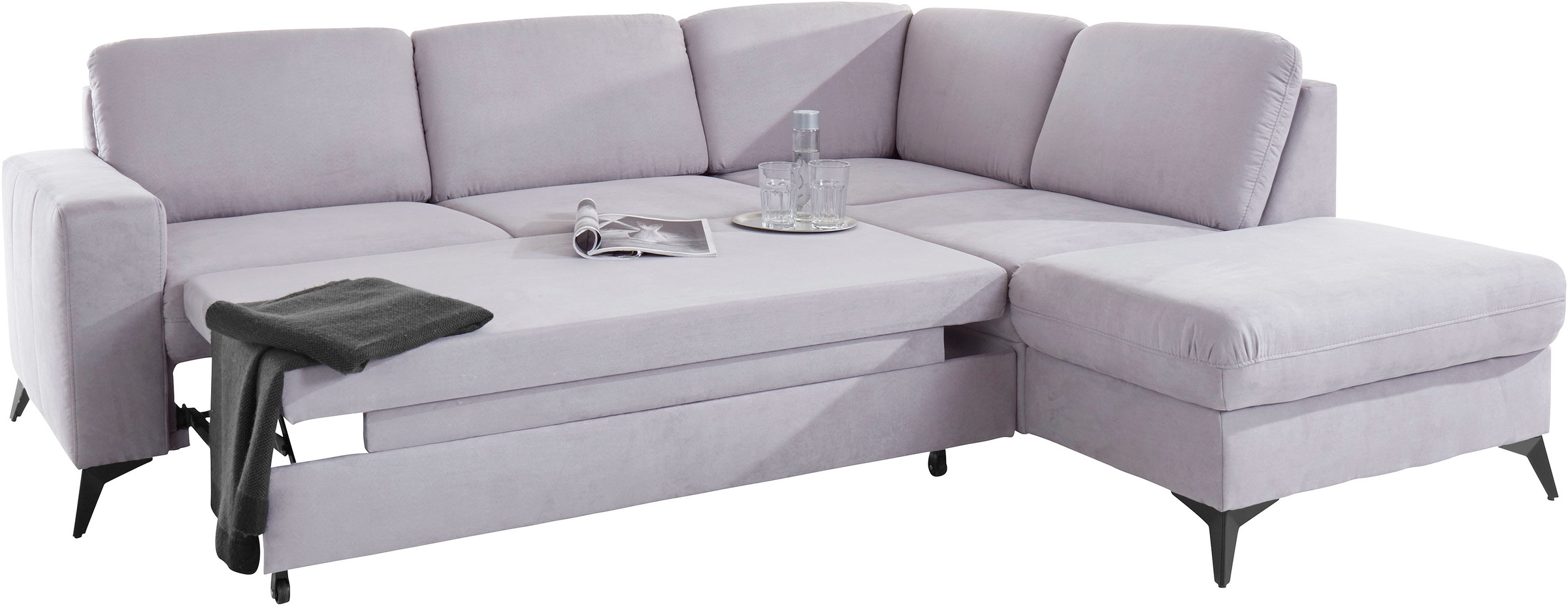 Places of Style Ecksofa »Lolland L-Form«, Wahlweise mit Bettfunktion und Stauraum, auch mit abwischbarem Bezug