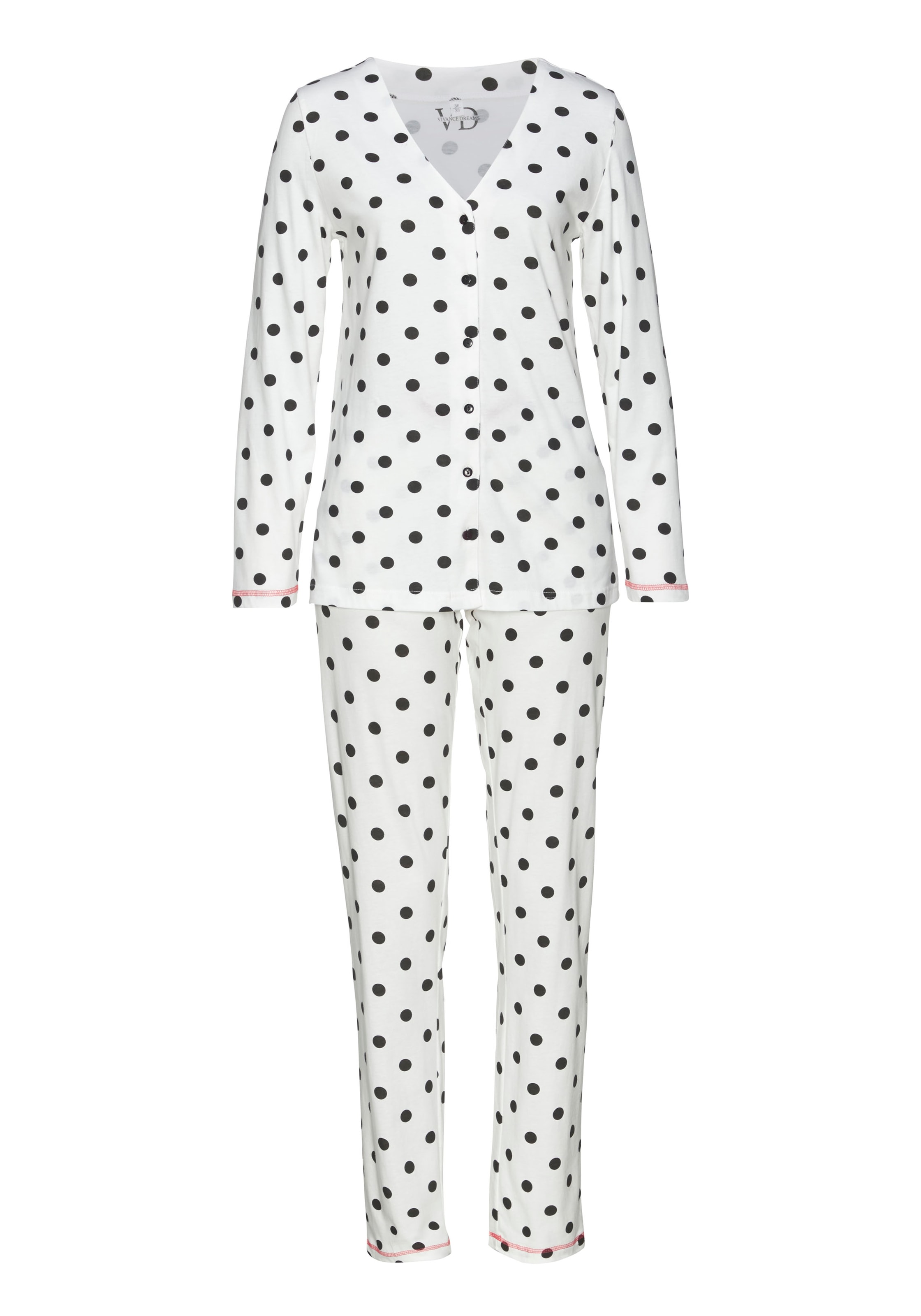 Vivance Dreams Pyjama, (4 tlg., 2 Stück), mit großen Punkten und Sternen