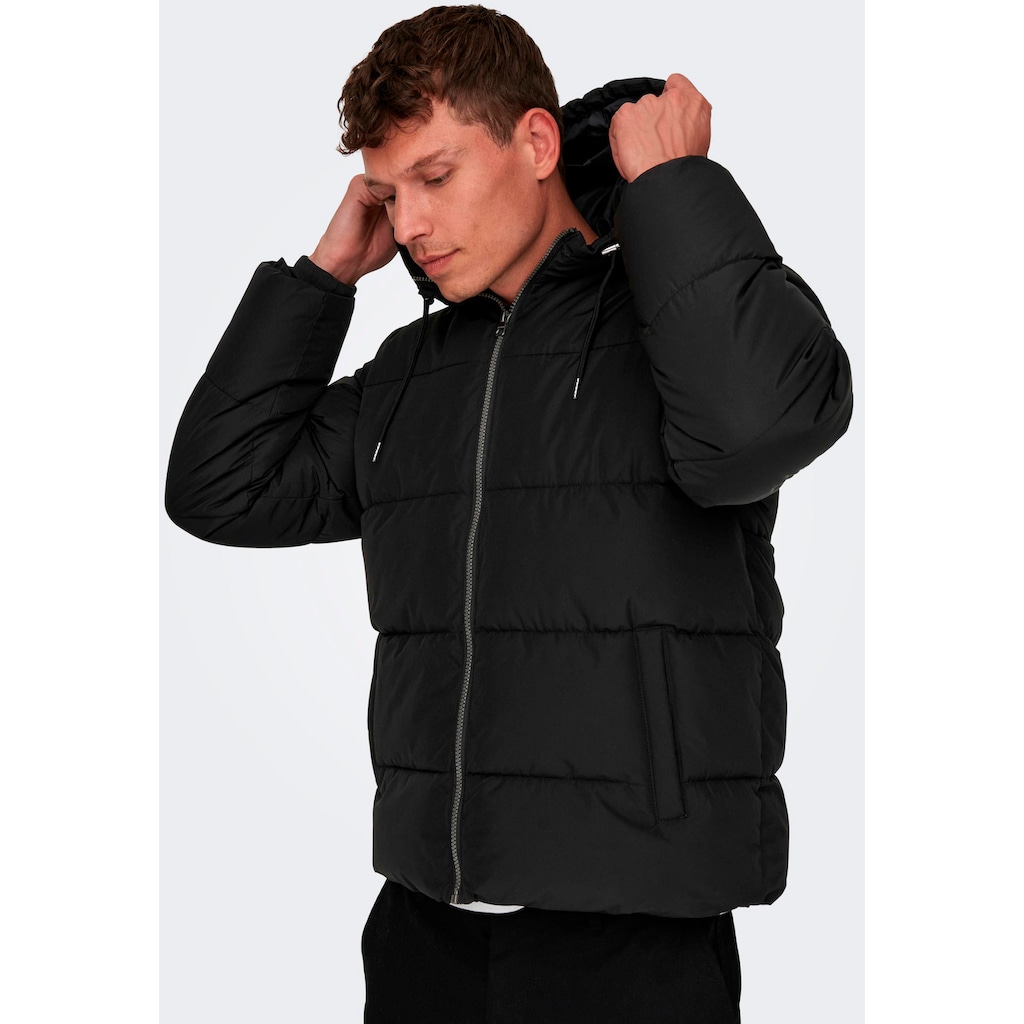 ONLY & SONS Steppjacke »ONSMARLON LIFE HOOD PUFFER JACKET OTW VD«, mit Kapuze