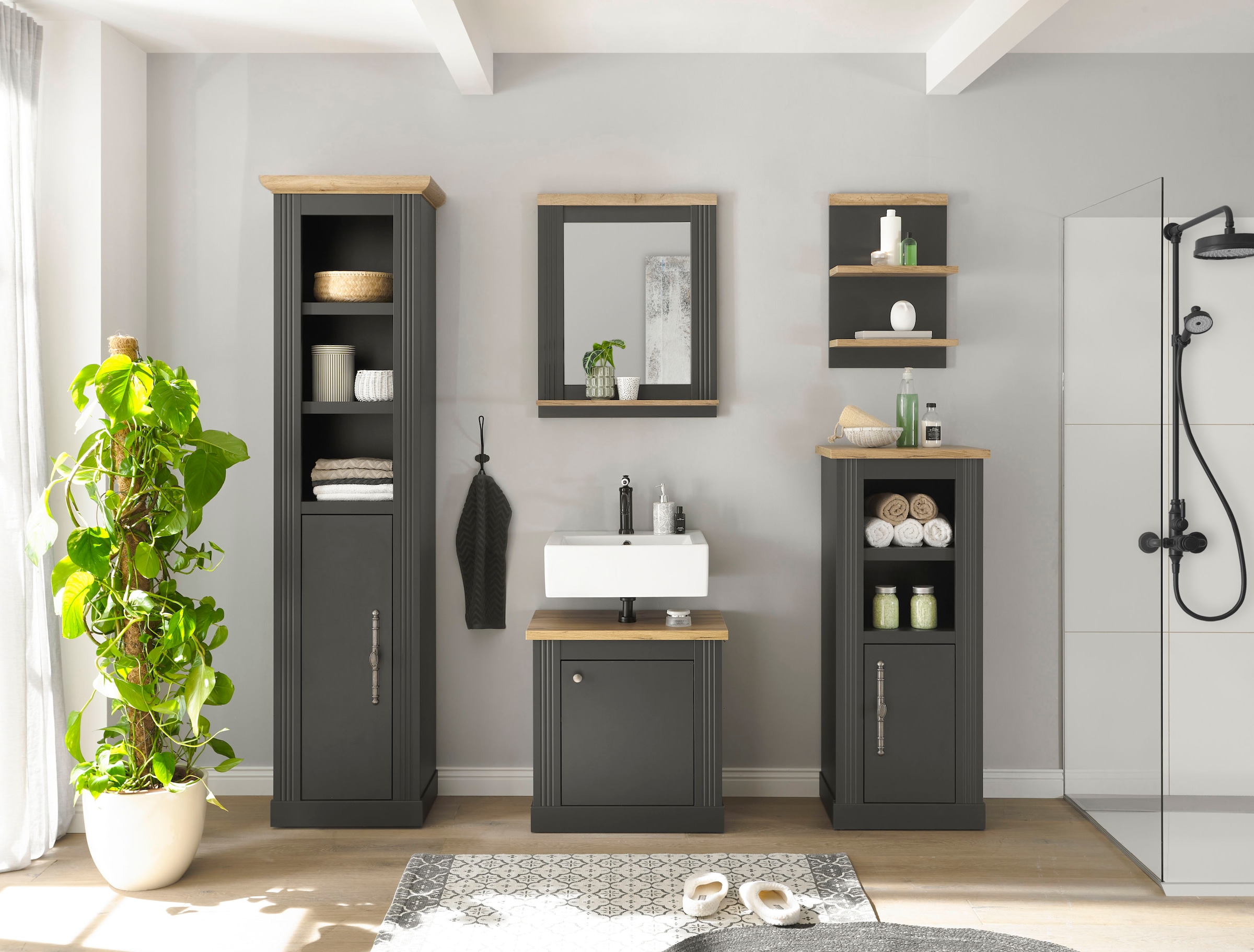 Home affaire Badmöbel-Set »WESTMINSTER, Bad im Landhausstil, 5-teiliges Bad günstig online kaufen