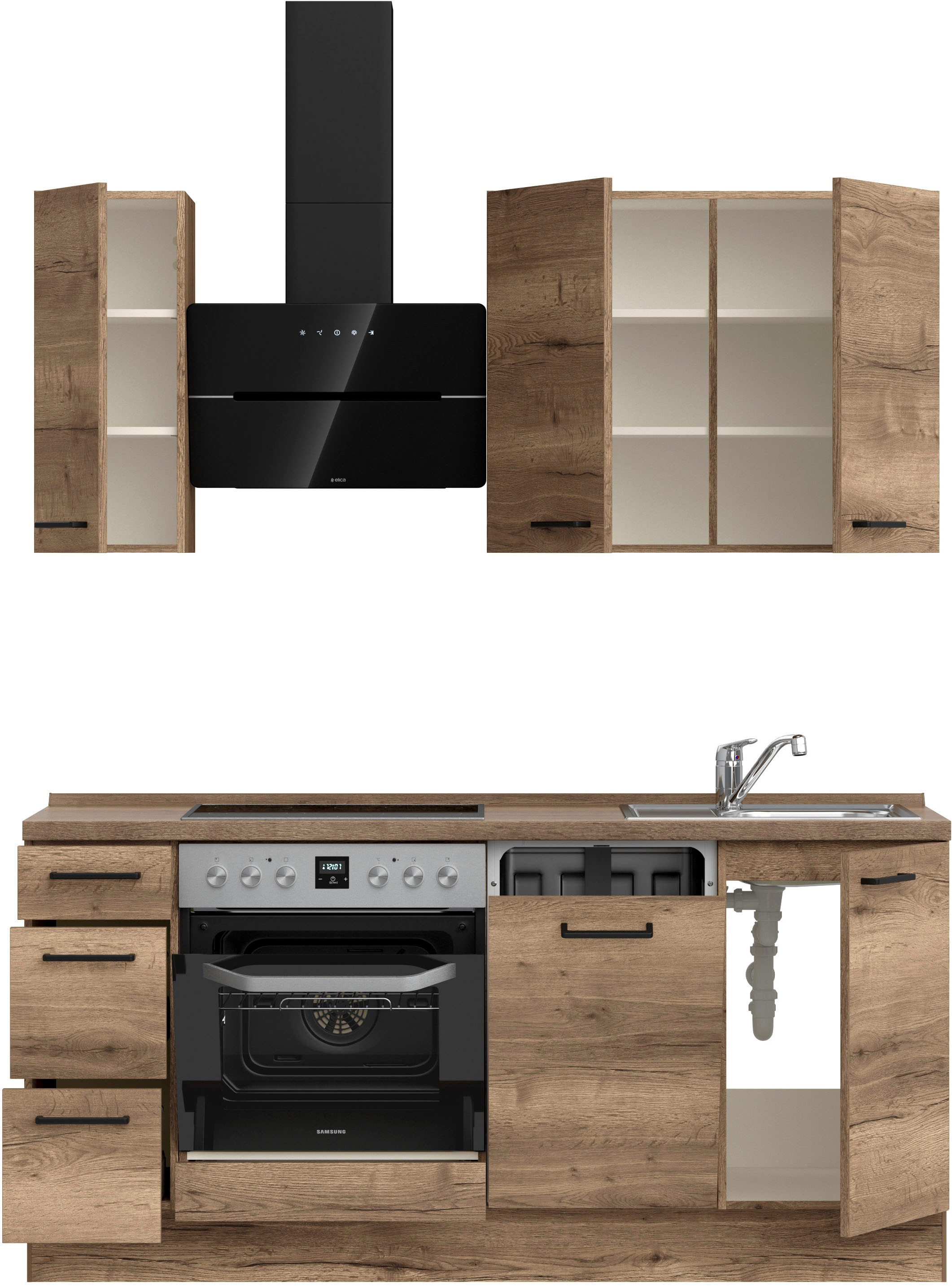 nobilia® Küchenzeile »"Structura II"«, vormontiert, Ausrichtung wählbar, Breite 180 cm, wahlw. mit E-Geräten