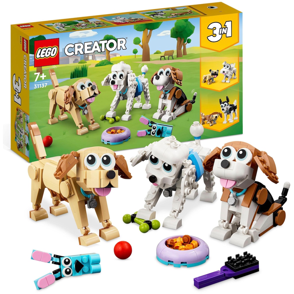 LEGO® Konstruktionsspielsteine »Niedliche Hunde (31137), LEGO® Creator 3in1«, (475 St.)