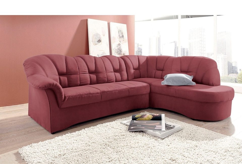 DOMO collection Ecksofa »Papenburg, zeitlose Rückensteppung, elegante Armlehne, L-Form«, mit Ottomane, wahlweise mit Bettfunktion