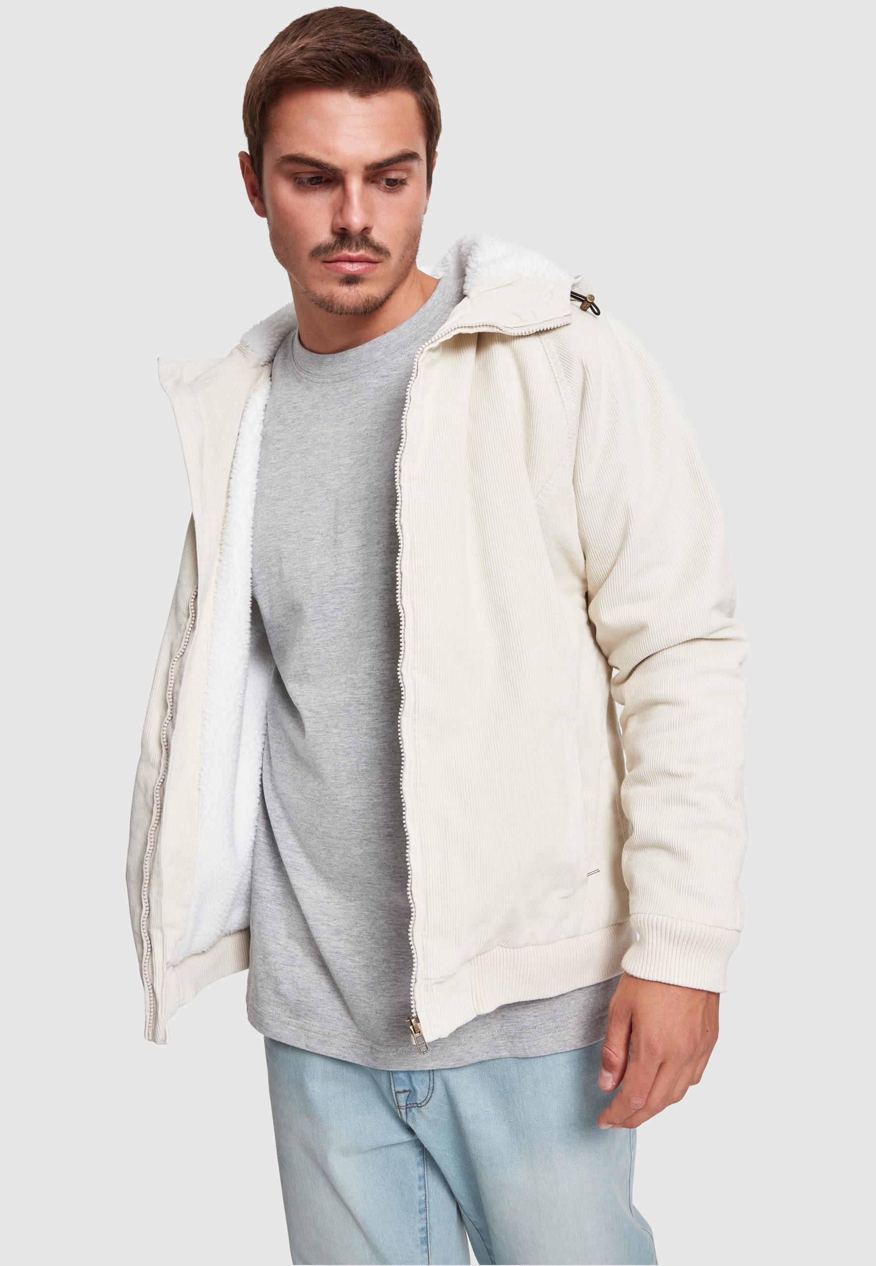 URBAN CLASSICS Winterjacke »Urban Classics Herren Hooded Corduroy Jacket« 1 Stk. tlg. mit Kapuze